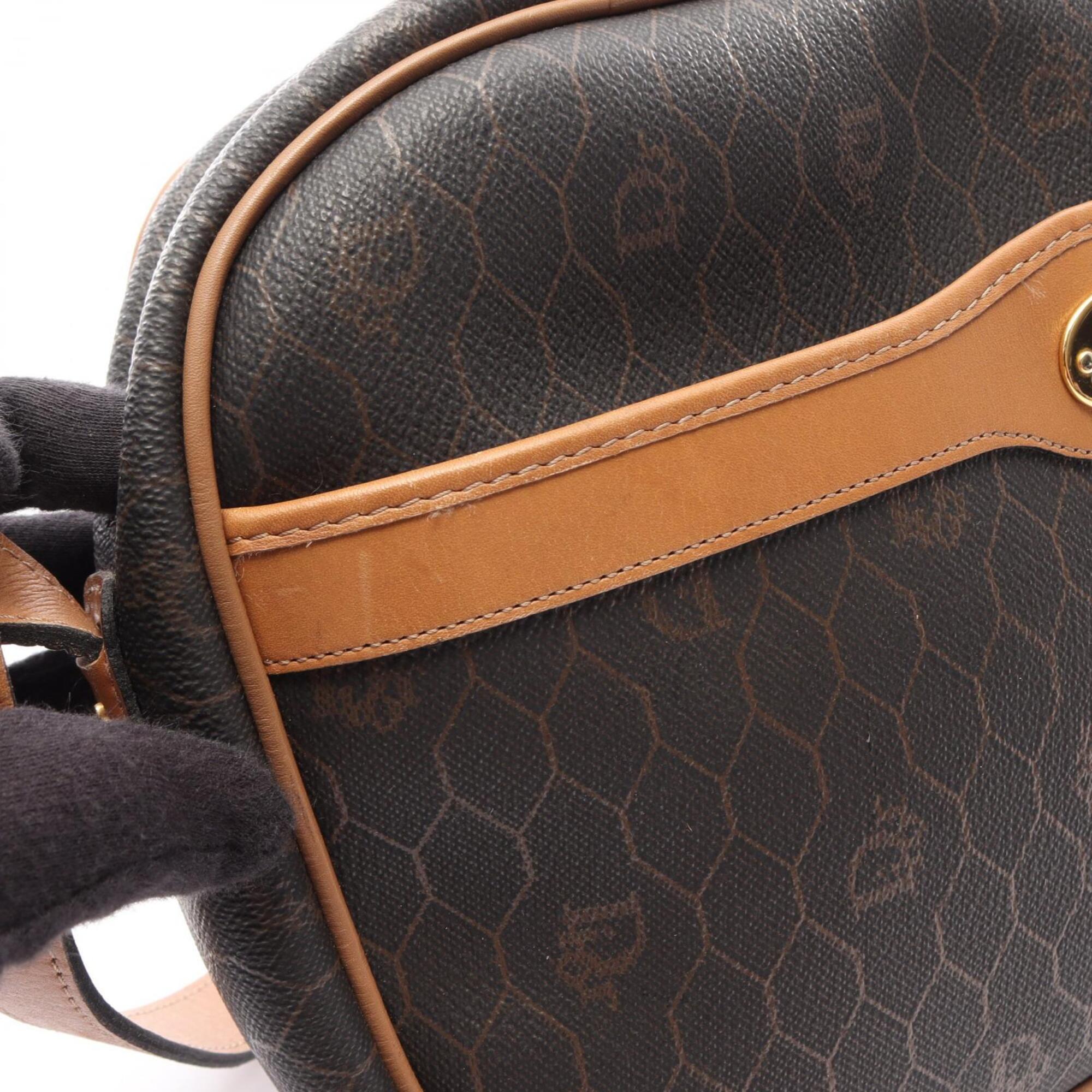 Christian Dior Black Brown Coated Canvas Handbag Shoulder Bag (Pre-Owned)
