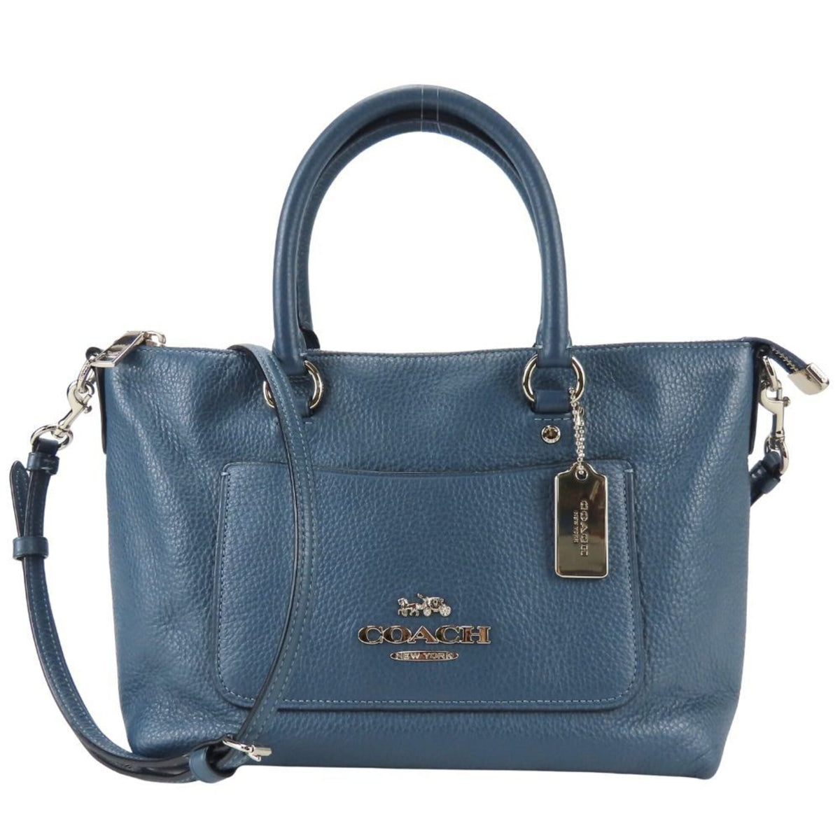 Coach Navy Leather Handbag (Pre-Owned)