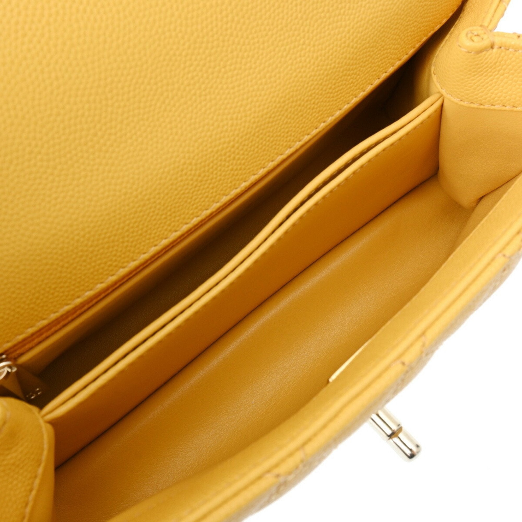 Chanel Yellow Caviar Leather Handbag (Pre-Owned)