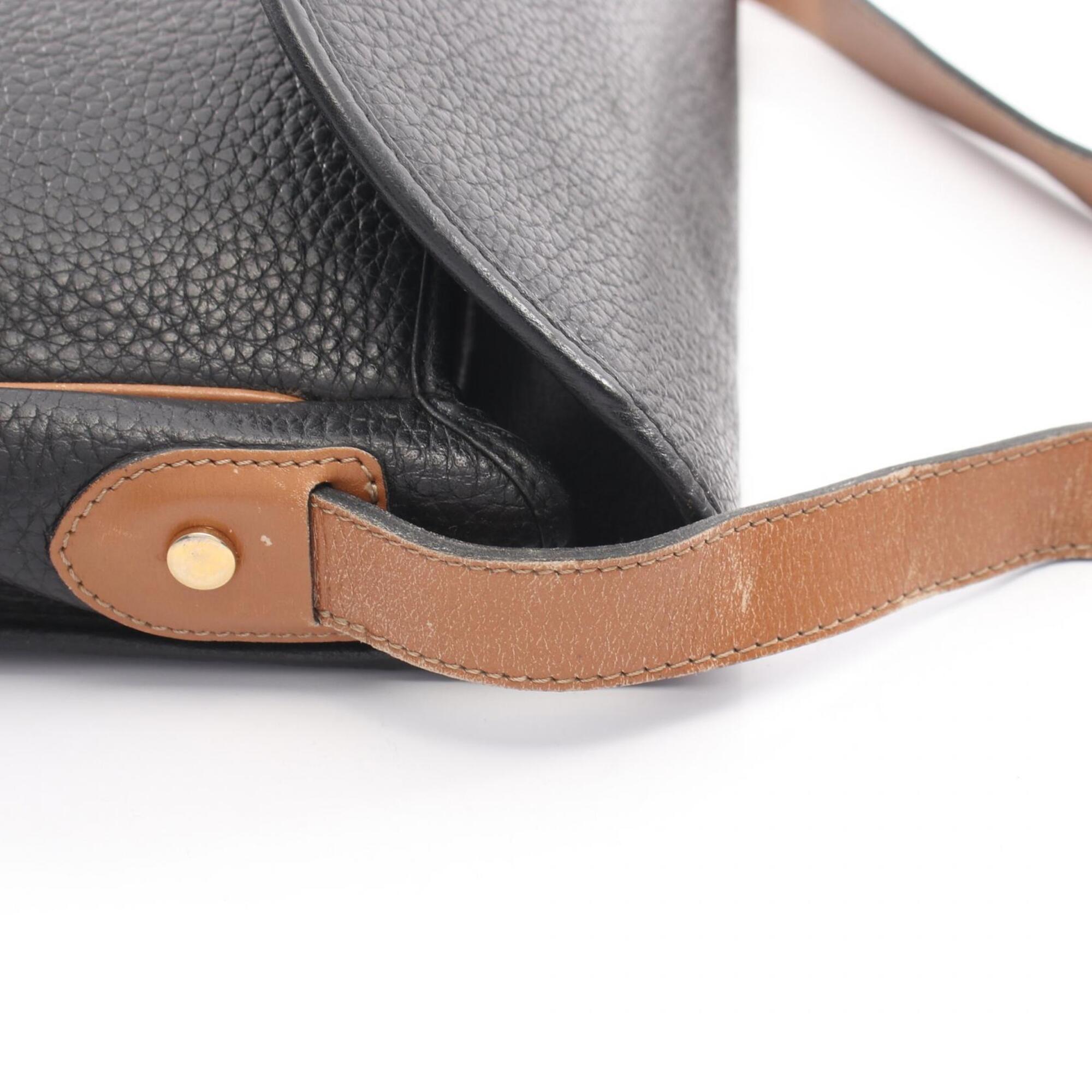 Christian Dior Black Brown Leather Handbag Shoulder Bag (Pre-Owned)