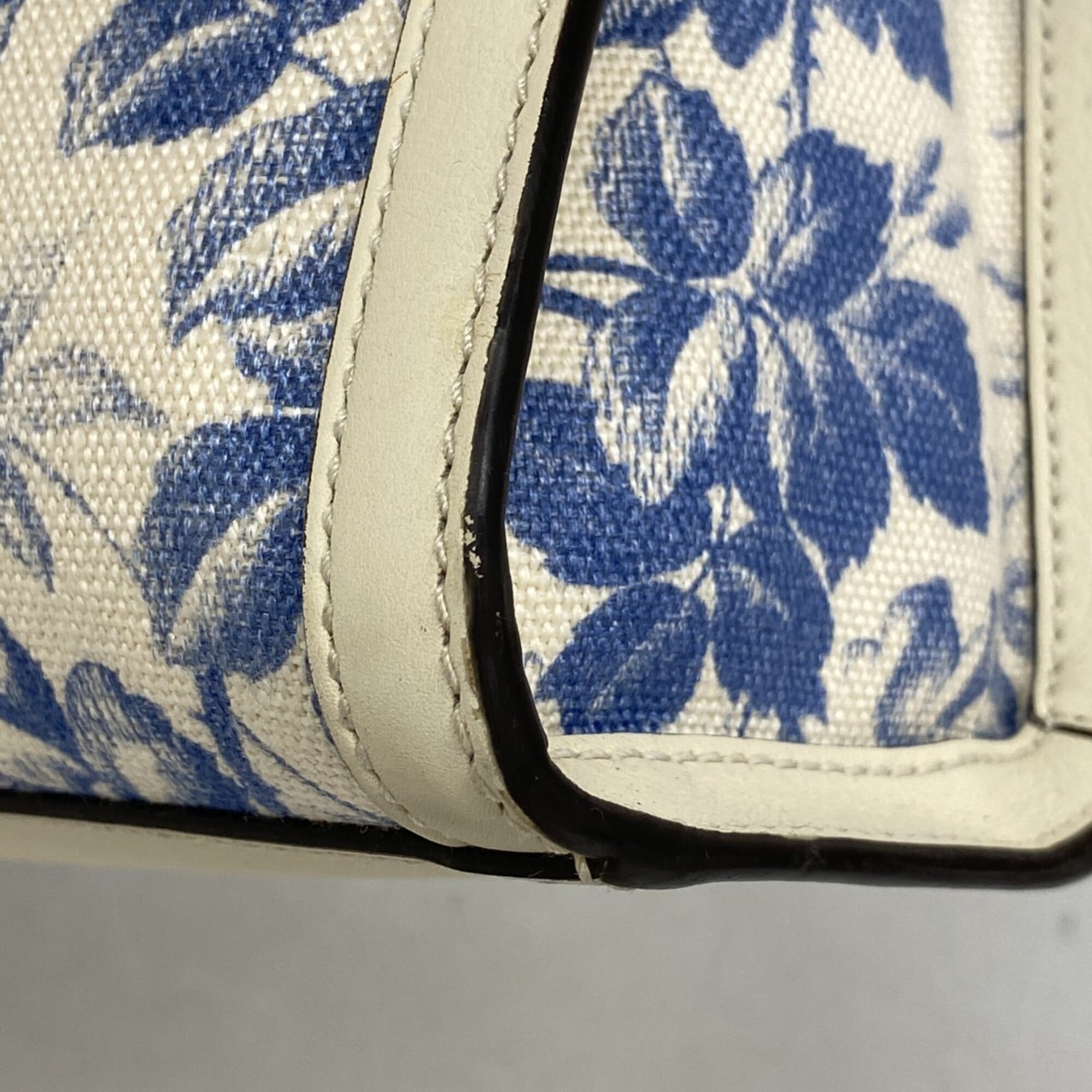 Gucci Blue White Canvas Tote Bag (Pre-Owned)