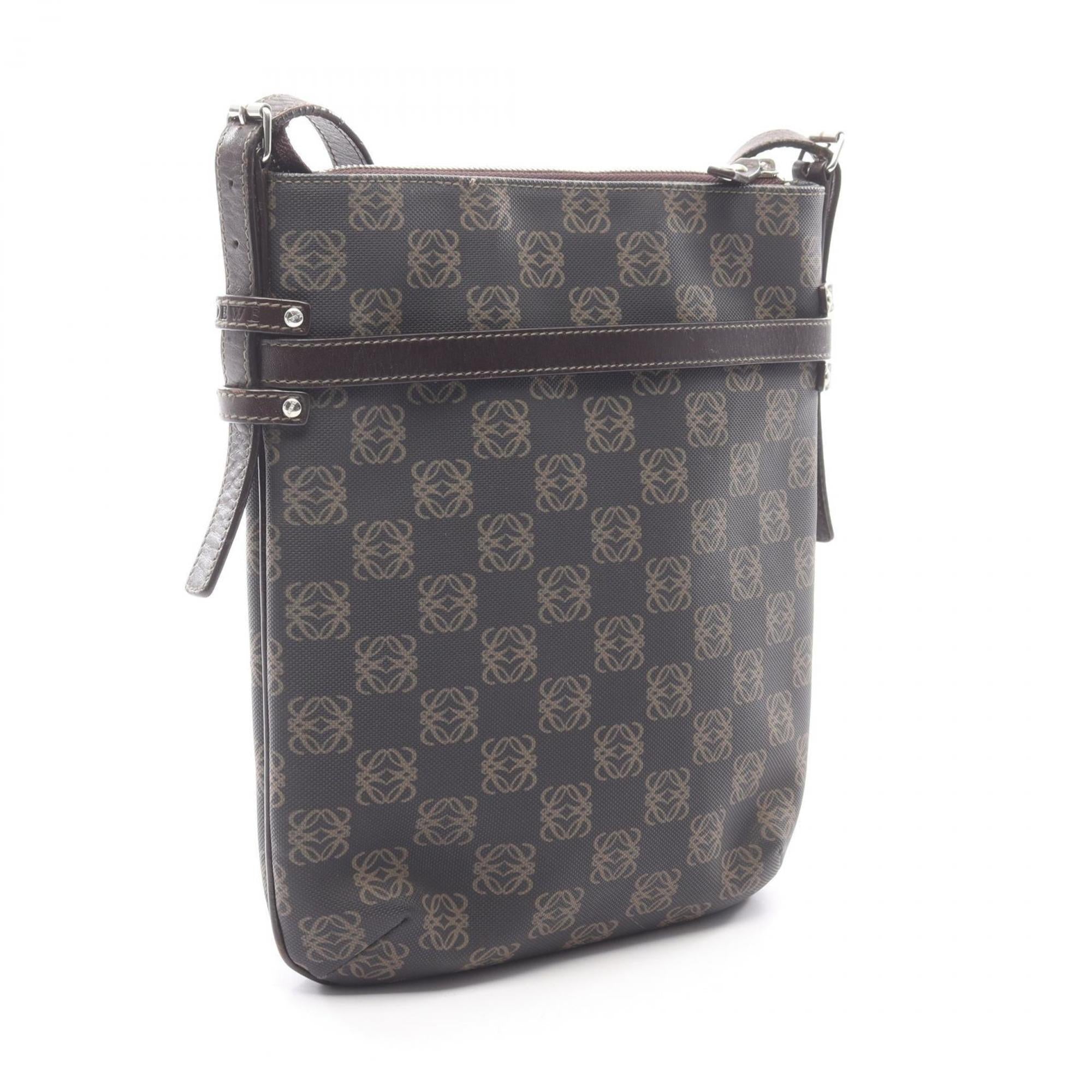 Loewe Brown Coated Canvas Leather Handbag Shoulder Bag (Pre-Owned)
