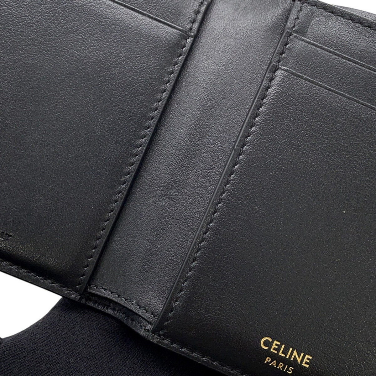 Celine Black Leather Wallet (Tri-Fold) (Pre-Owned)