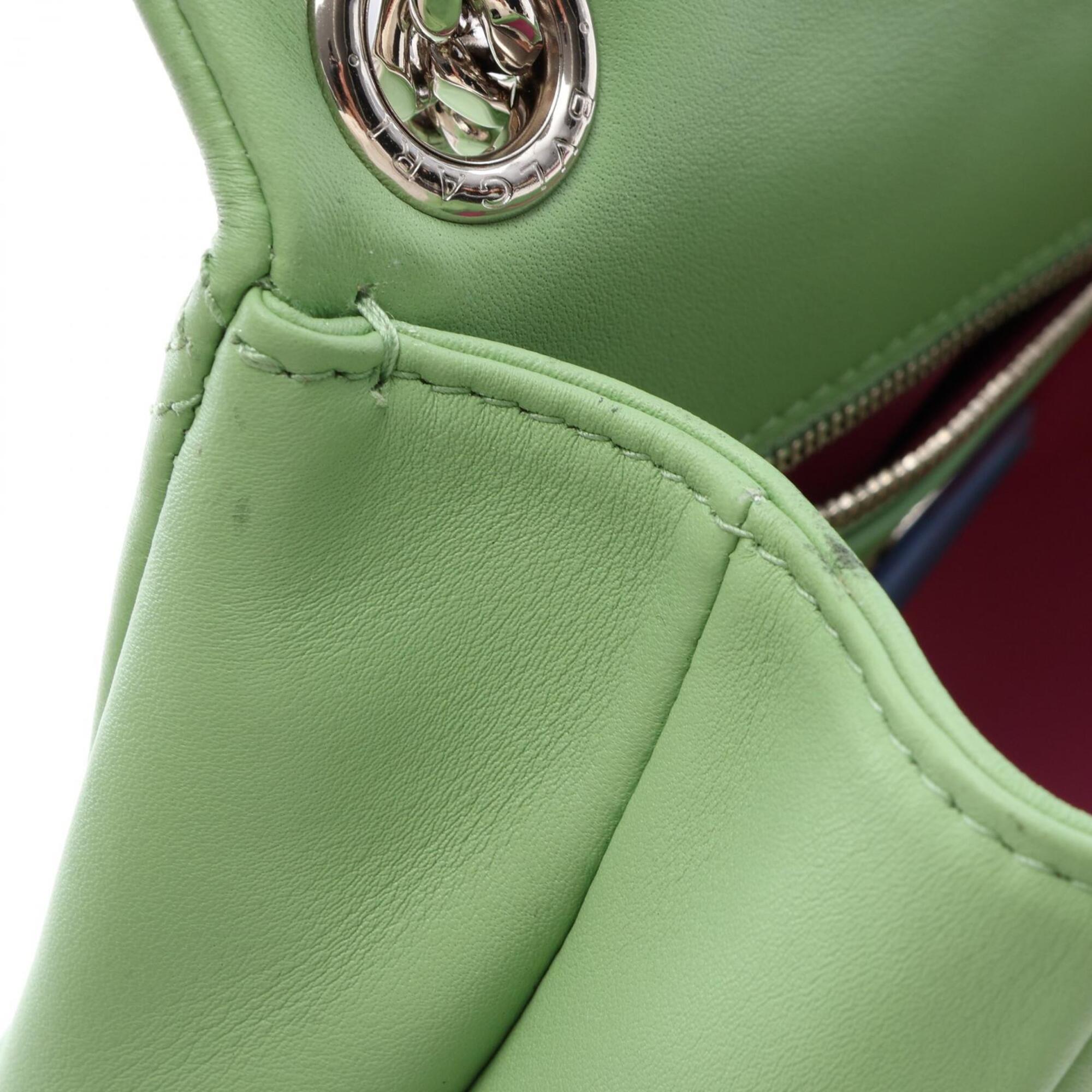 Bvlgari Green Leather Handbag Shoulder Bag (Pre-Owned)