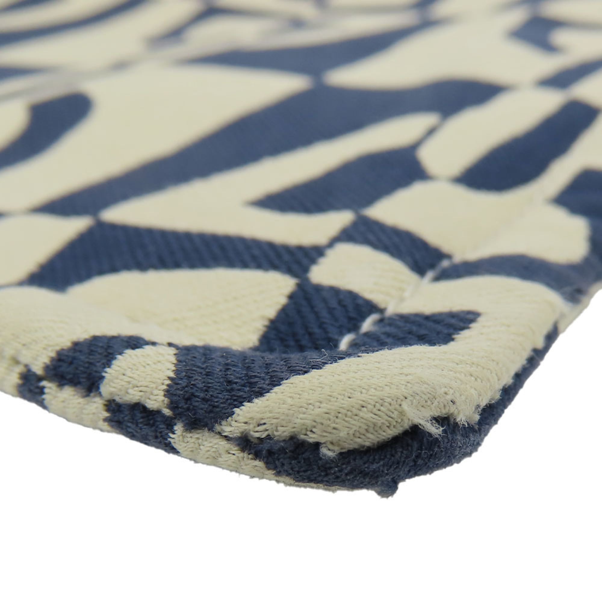 Hermes Ivory Navy Canvas Clutch Bag Pouch (Pre-Owned)
