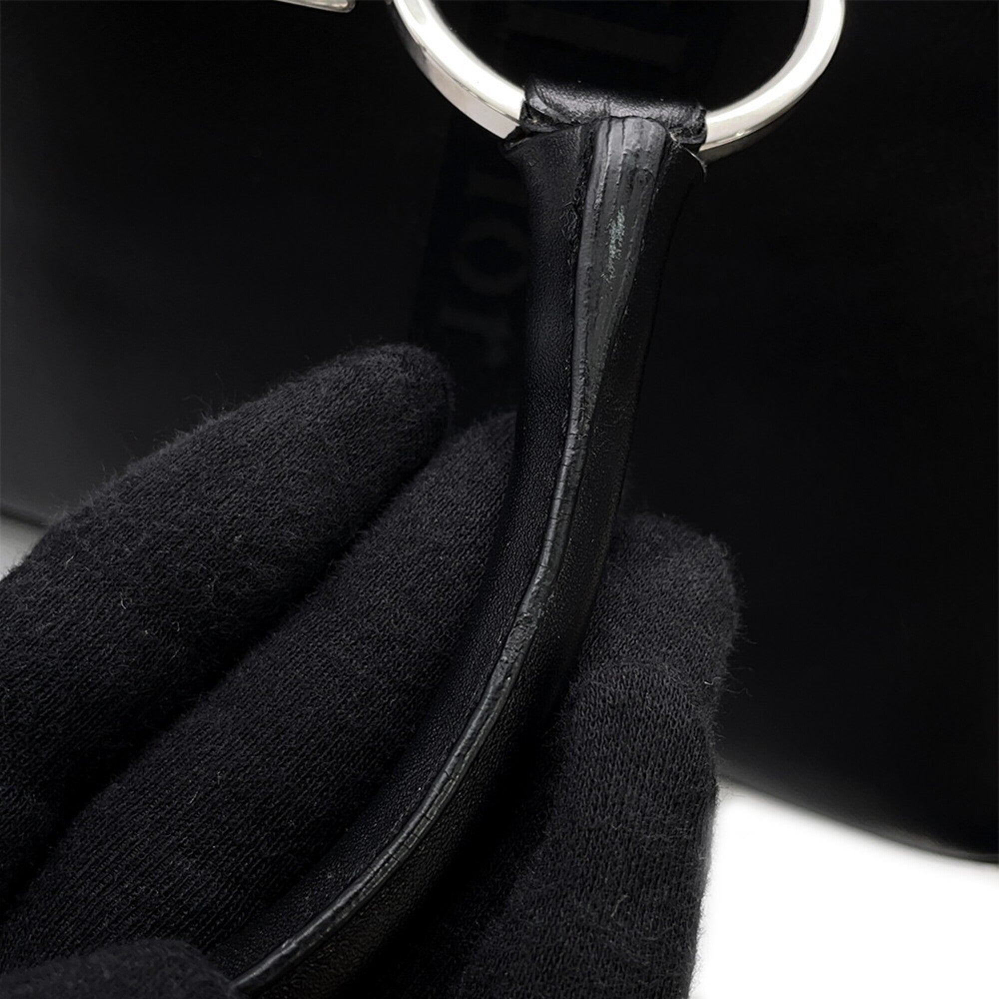 Christian Dior Black Leather Canvas Handbag (Pre-Owned)