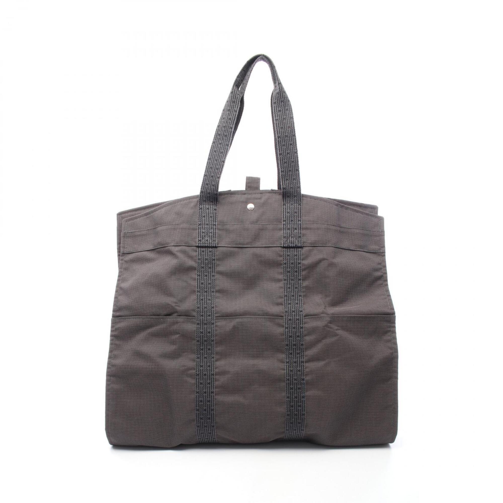 Hermes Gray Nylon Canvas Handbag (Pre-Owned)