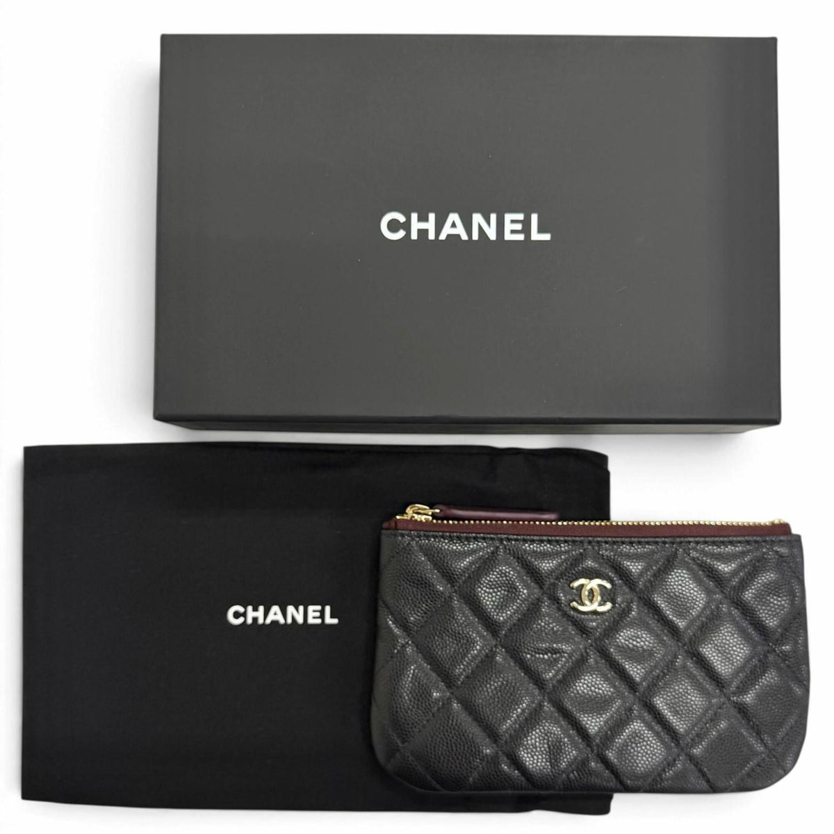 Chanel Black Grained Calfskin Pouch (Pre-Owned)