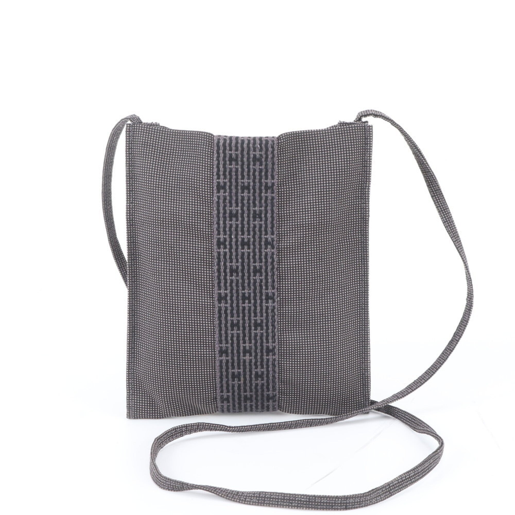 Hermes Her Line Black Canvas Pochette Shoulder Bag (Pre-Owned)
