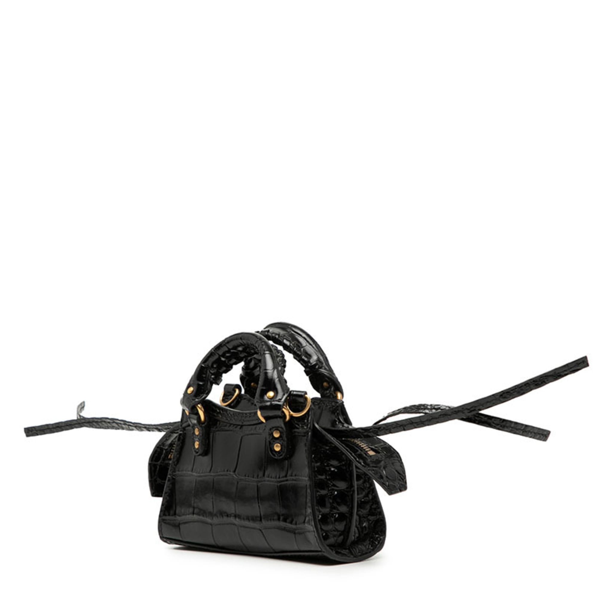 Balenciaga Black Leather Handbag Shoulder Bag (Pre-Owned)