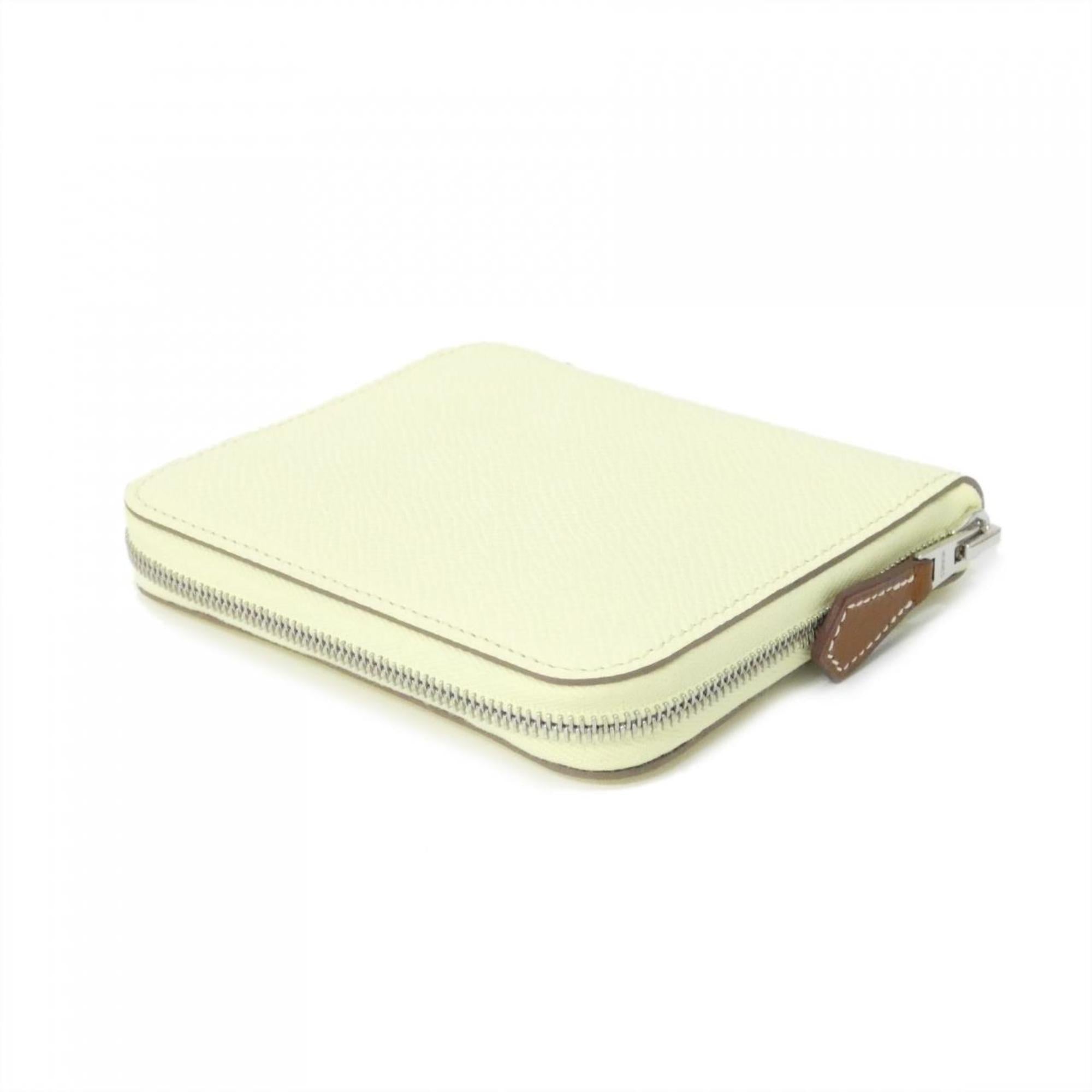 Hermes Beige Jaune Epsom Leather Silk Wallet (Bi-Fold) (Pre-Owned)