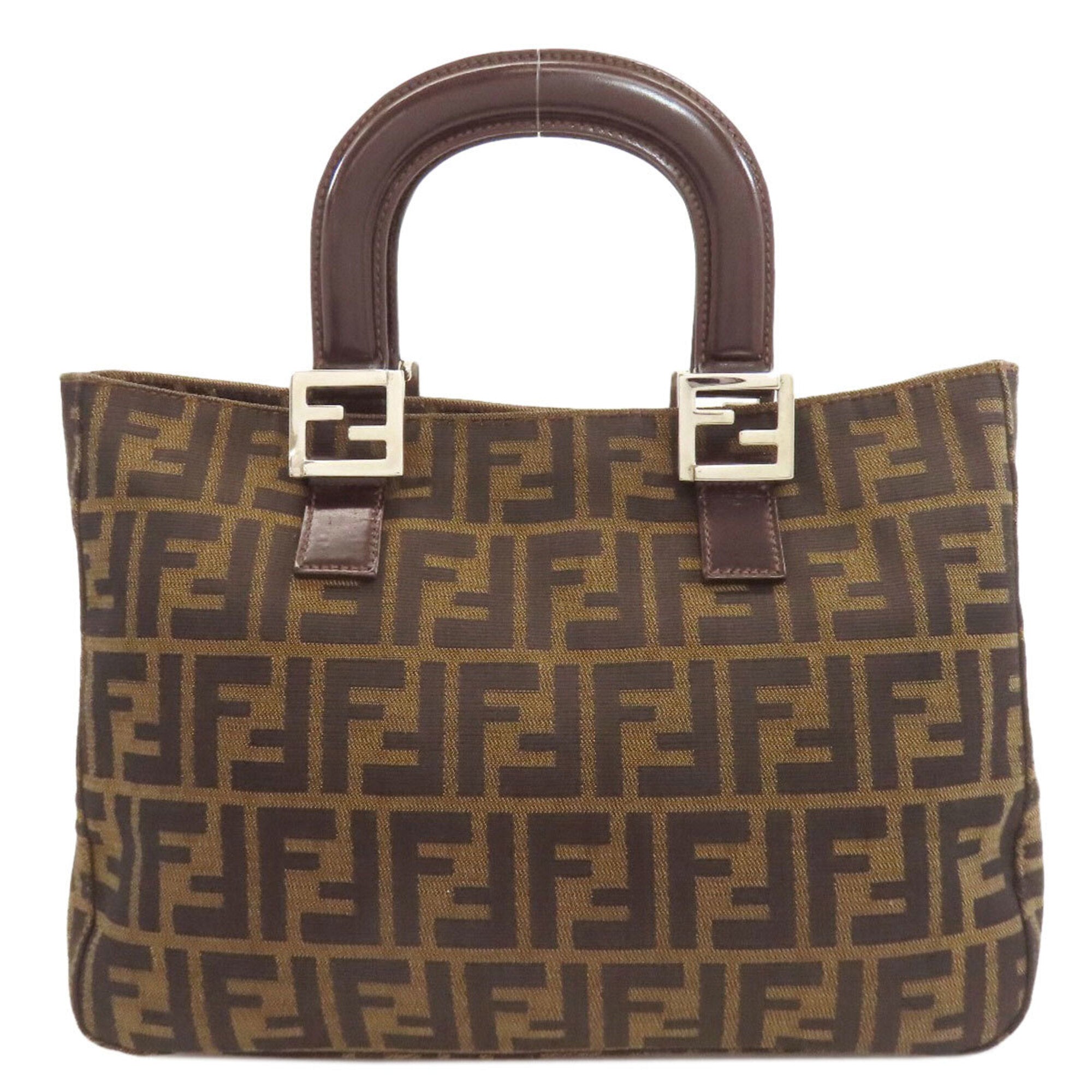 Fendi Brown Canvas Leather Handbag (Pre-Owned)