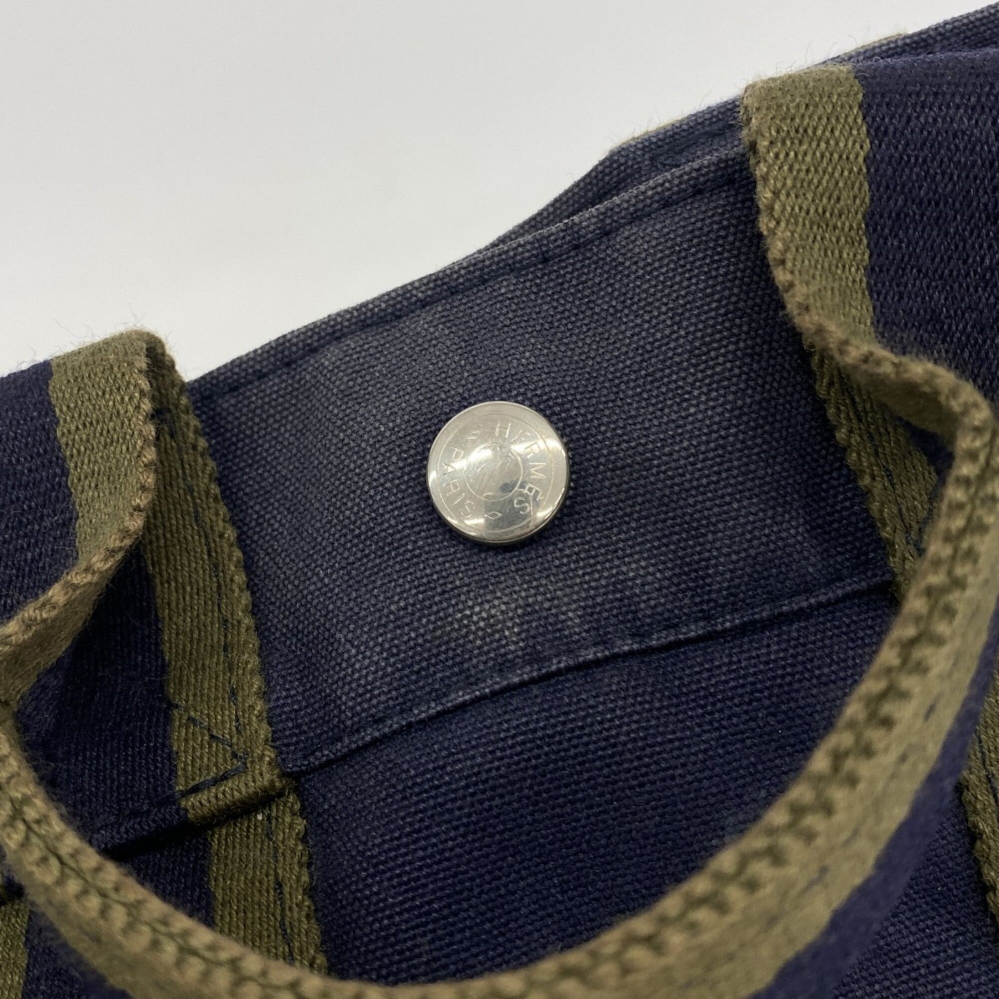 Hermes Navy Canvas Handbag (Pre-Owned)