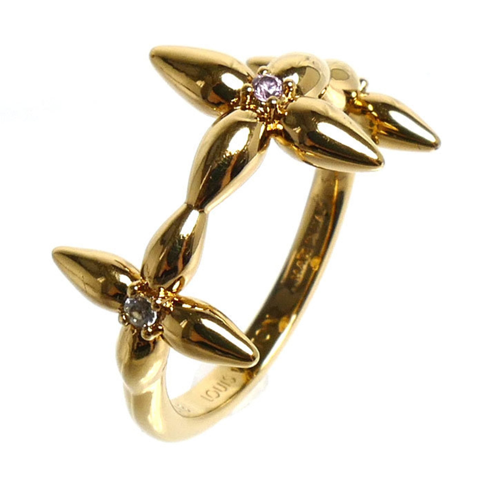 Louis Vuitton Gold Gold Plating Rhinestone Band Ring (Pre-Owned)