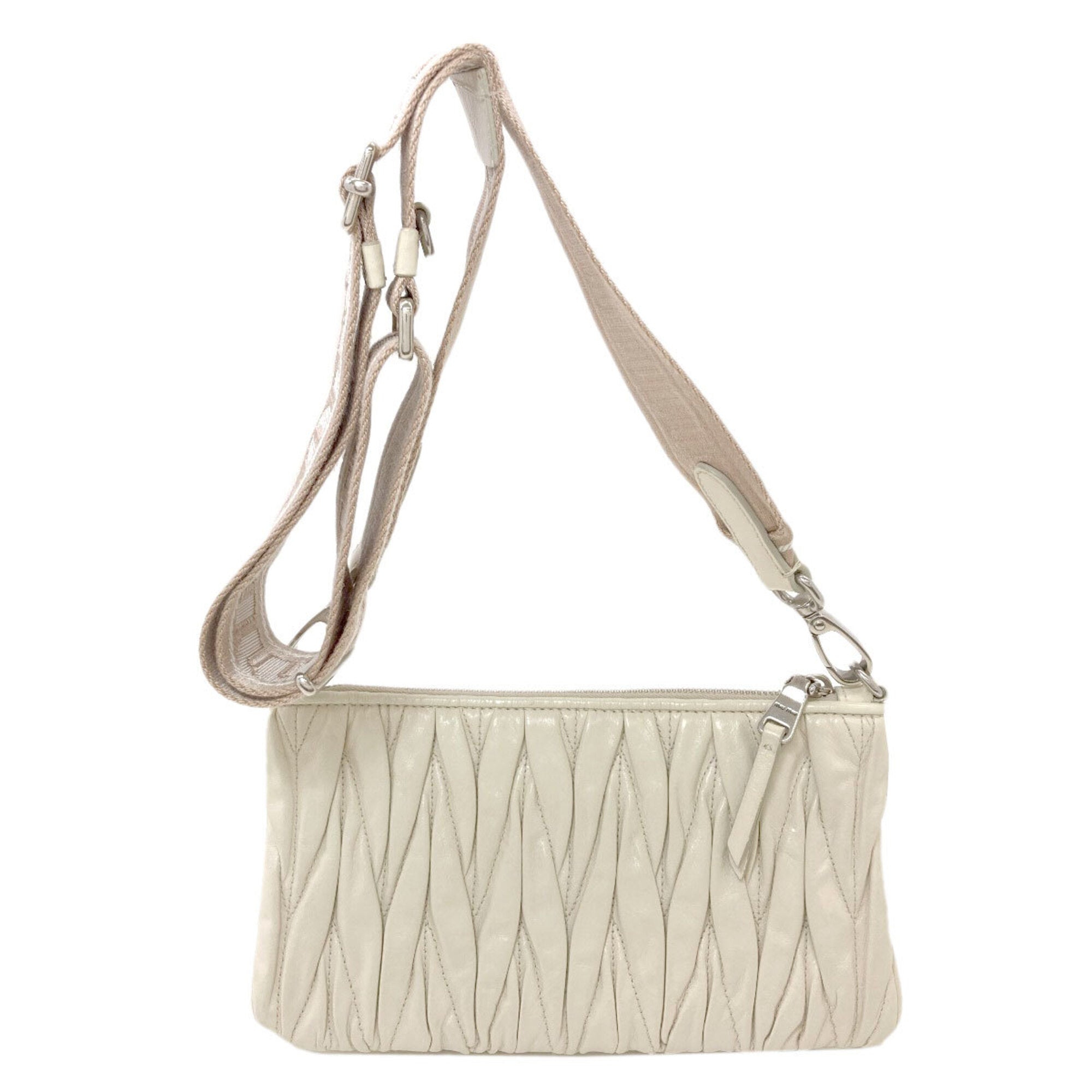 Miu Miu White Leather Pouch Shoulder Bag (Pre-Owned)
