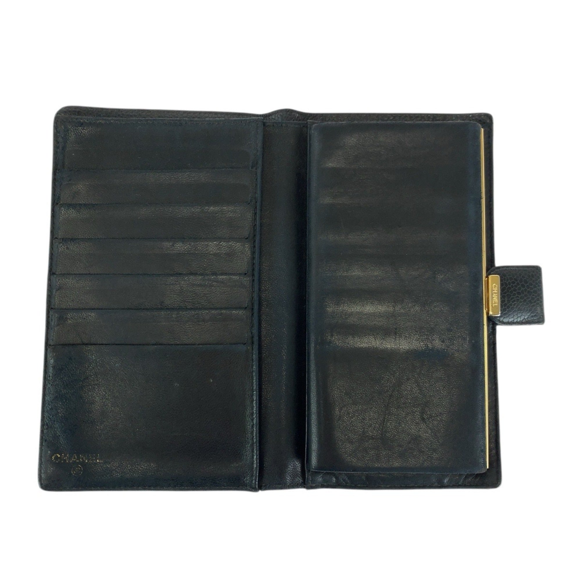 Chanel Black Leather Wallet (Bi-Fold) (Pre-Owned)
