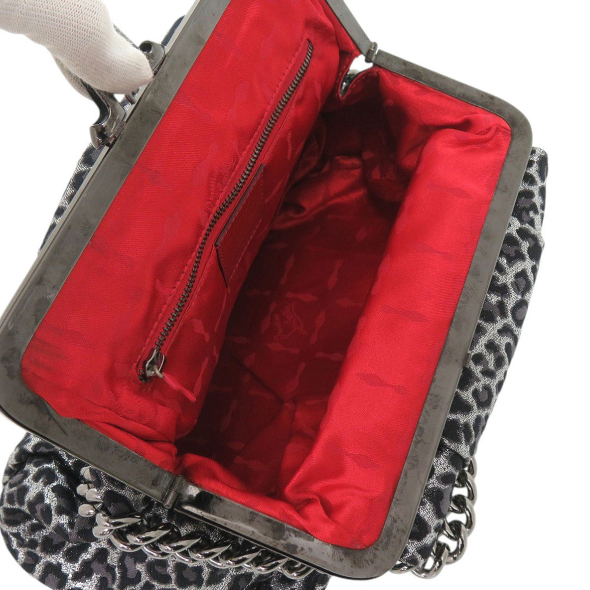 Christian Louboutin Gray Canvas Handbag Shoulder Bag (Pre-Owned)