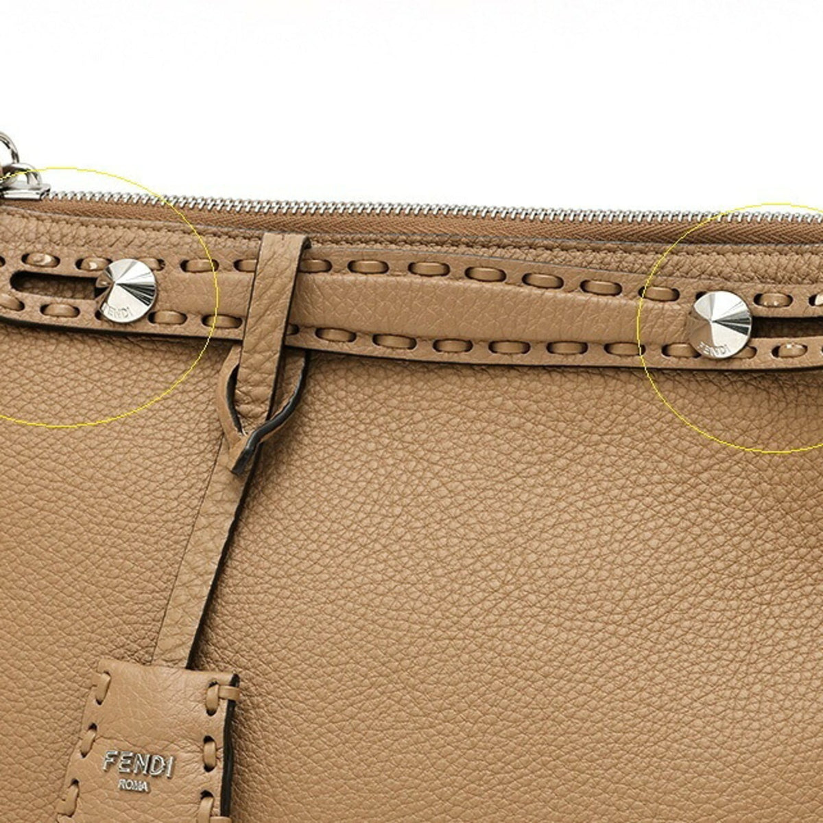 Fendi Beige Leather Shoulder Bag (Pre-Owned)