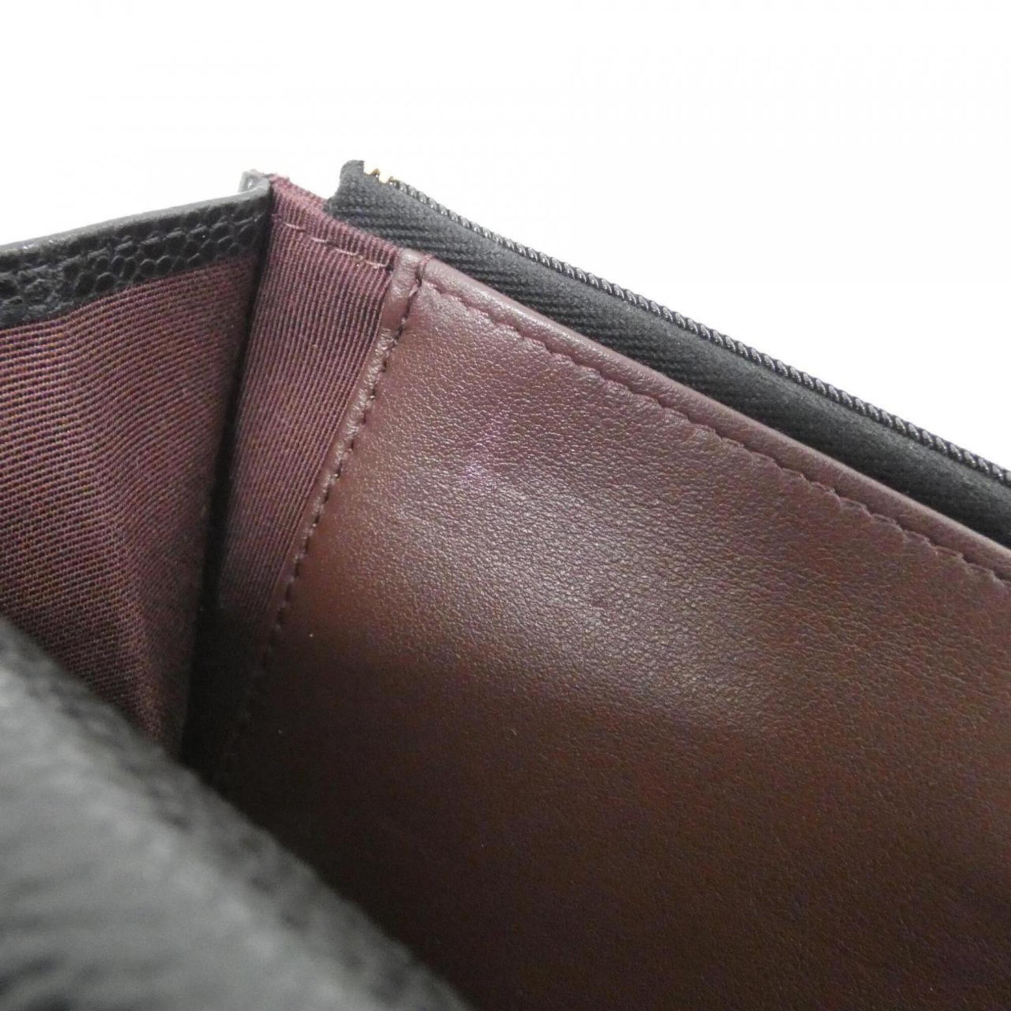 Chanel Black Bordeaux Grained Calfskin Chain/Shoulder Wallet (Pre-Owned)