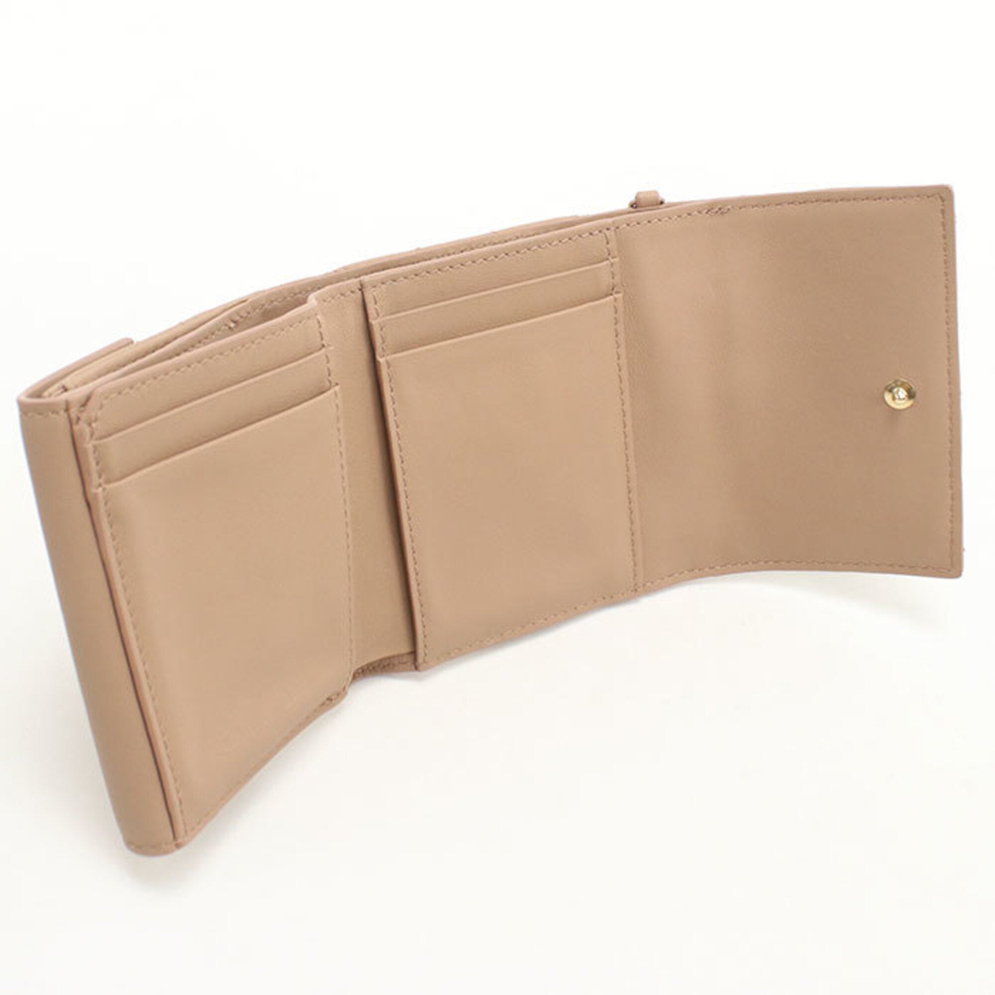 Christian Dior Beige Leather Wallet (Tri-Fold) (Pre-Owned)