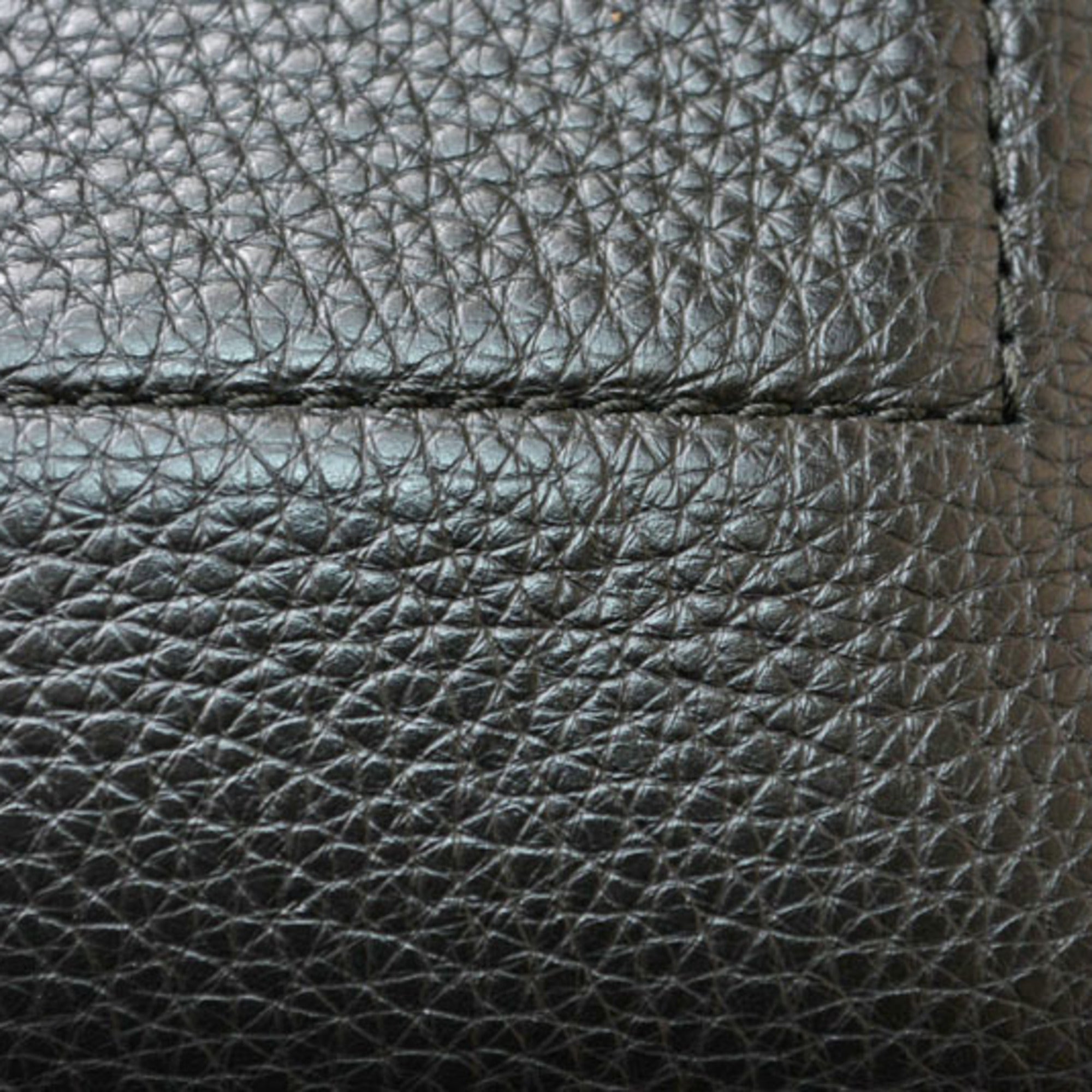 Bally Black Leather Shoulder Bag Tote Bag (Pre-Owned)