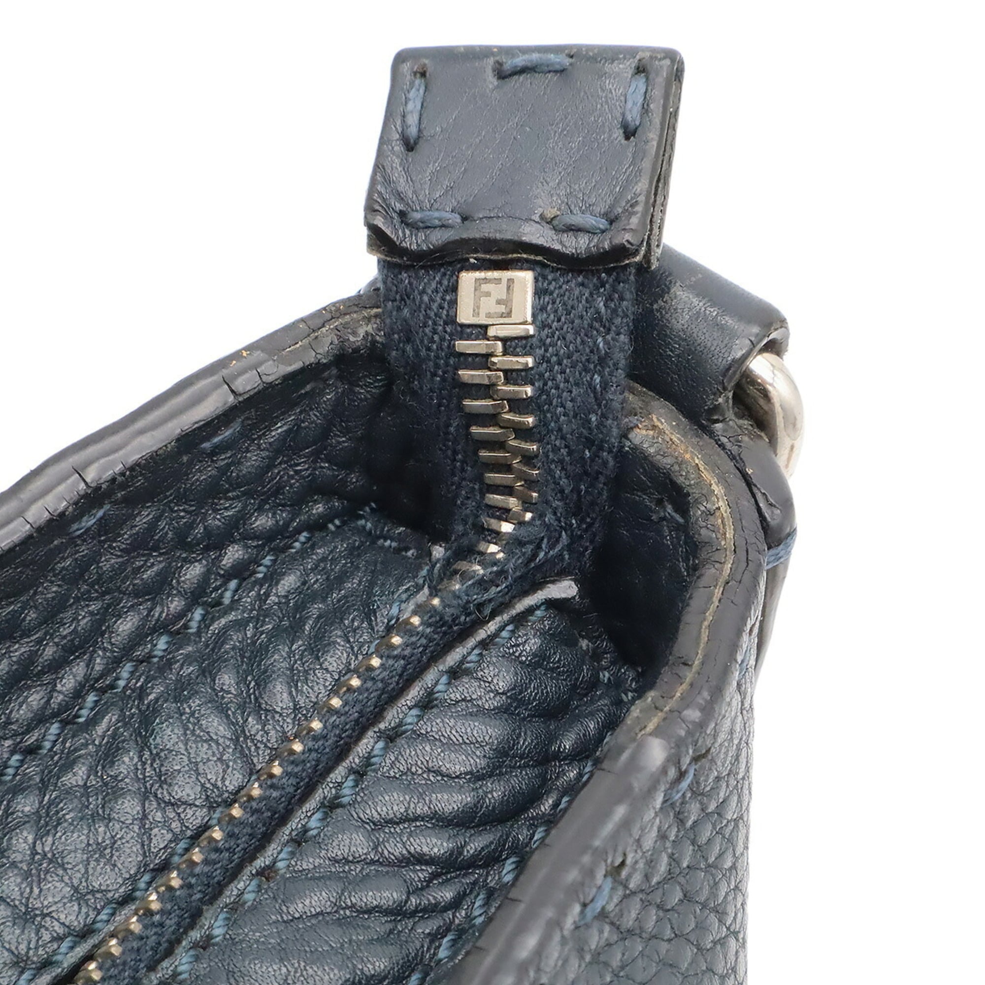 Fendi Selleria Navy Leather Shoulder Bag Tote Bag (Pre-Owned)