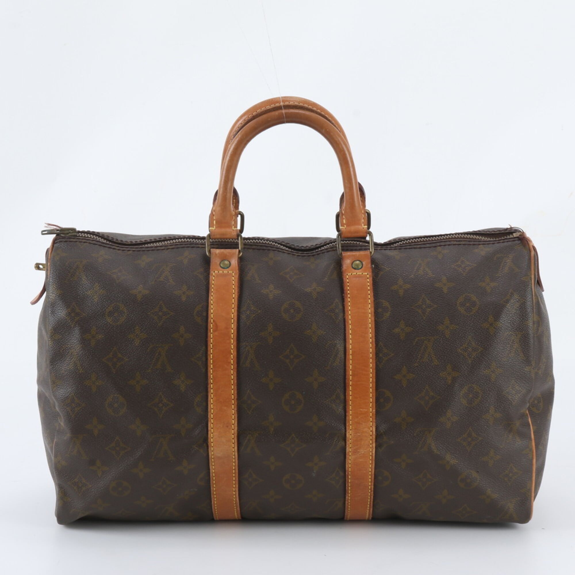 Louis Vuitton Brown Leather Coated Canvas Boston Bag Tote Bag (Pre-Owned)