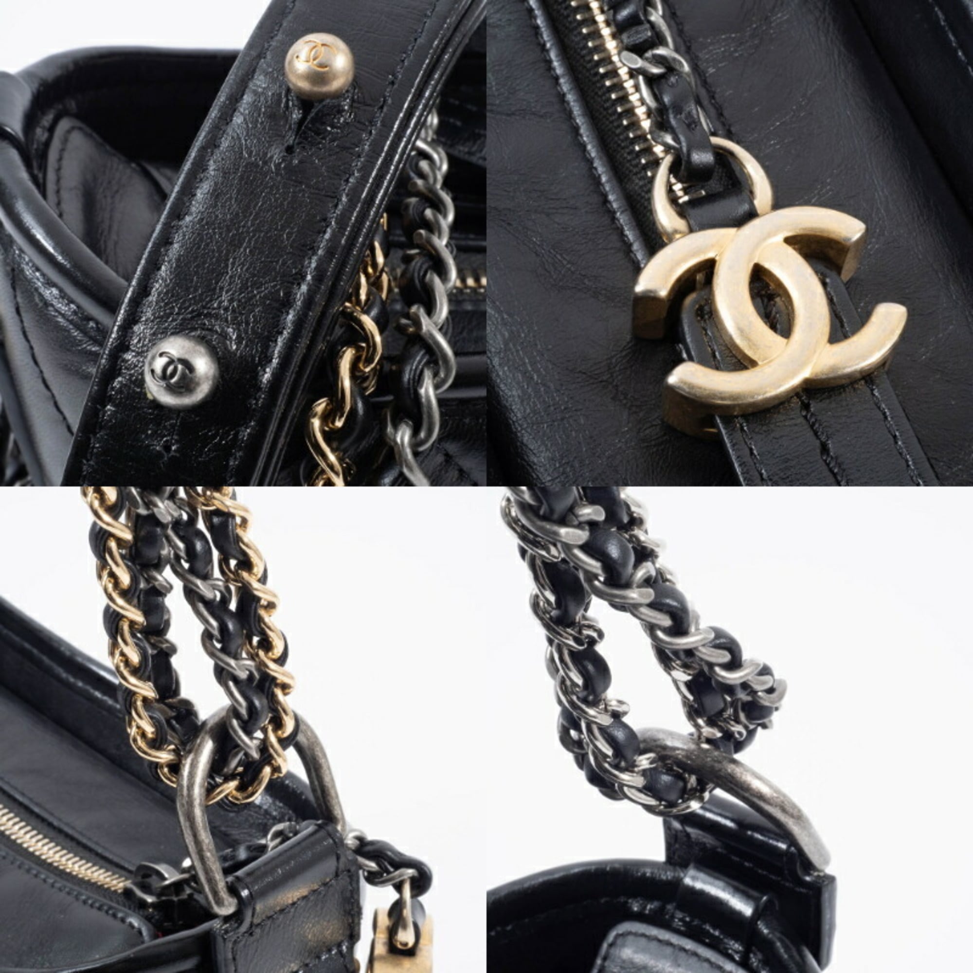 Chanel Gabriel Black Leather Shoulder Bag (Pre-Owned)