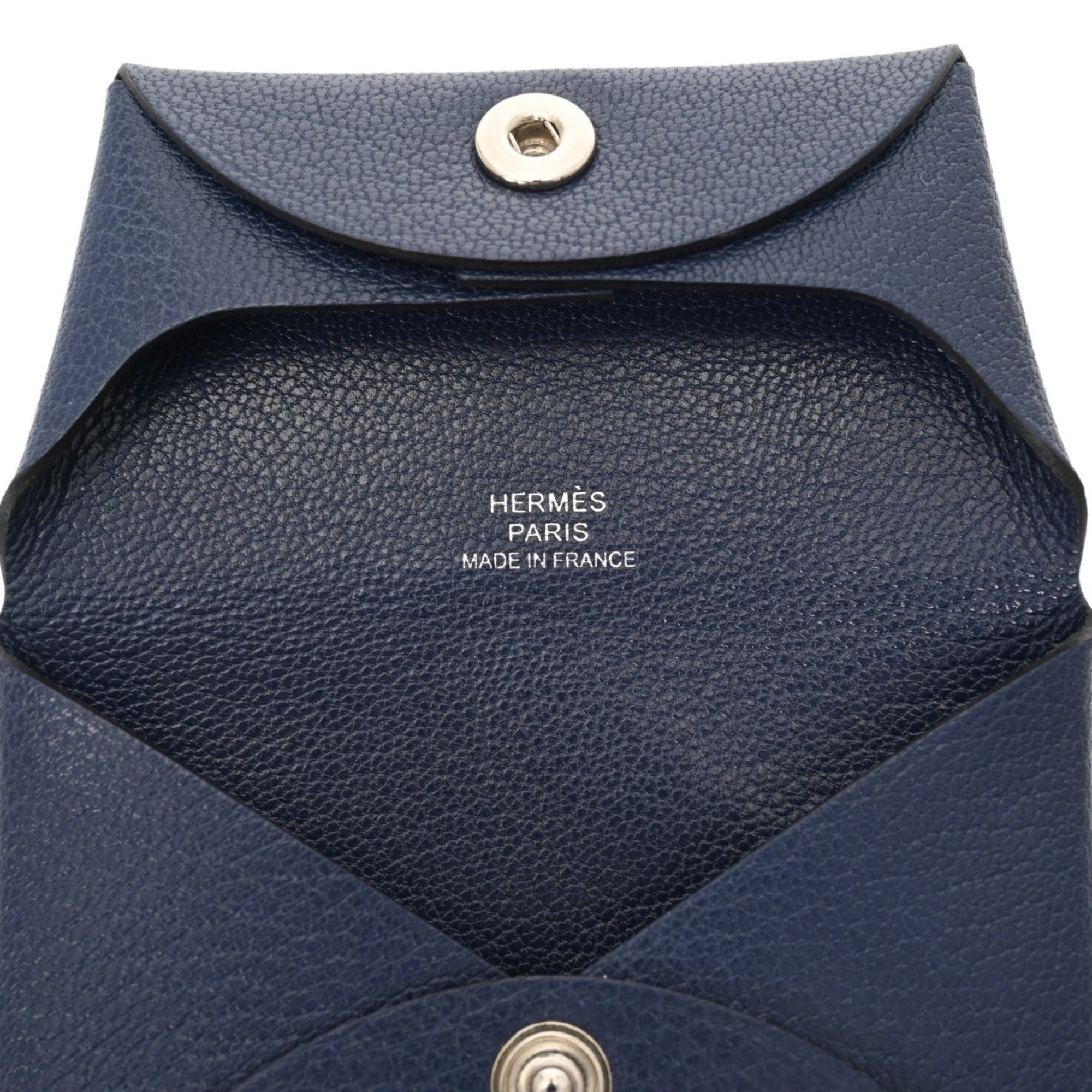 Hermes Blue Evercalf Leather Coin Purse/Coin Case (Pre-Owned)
