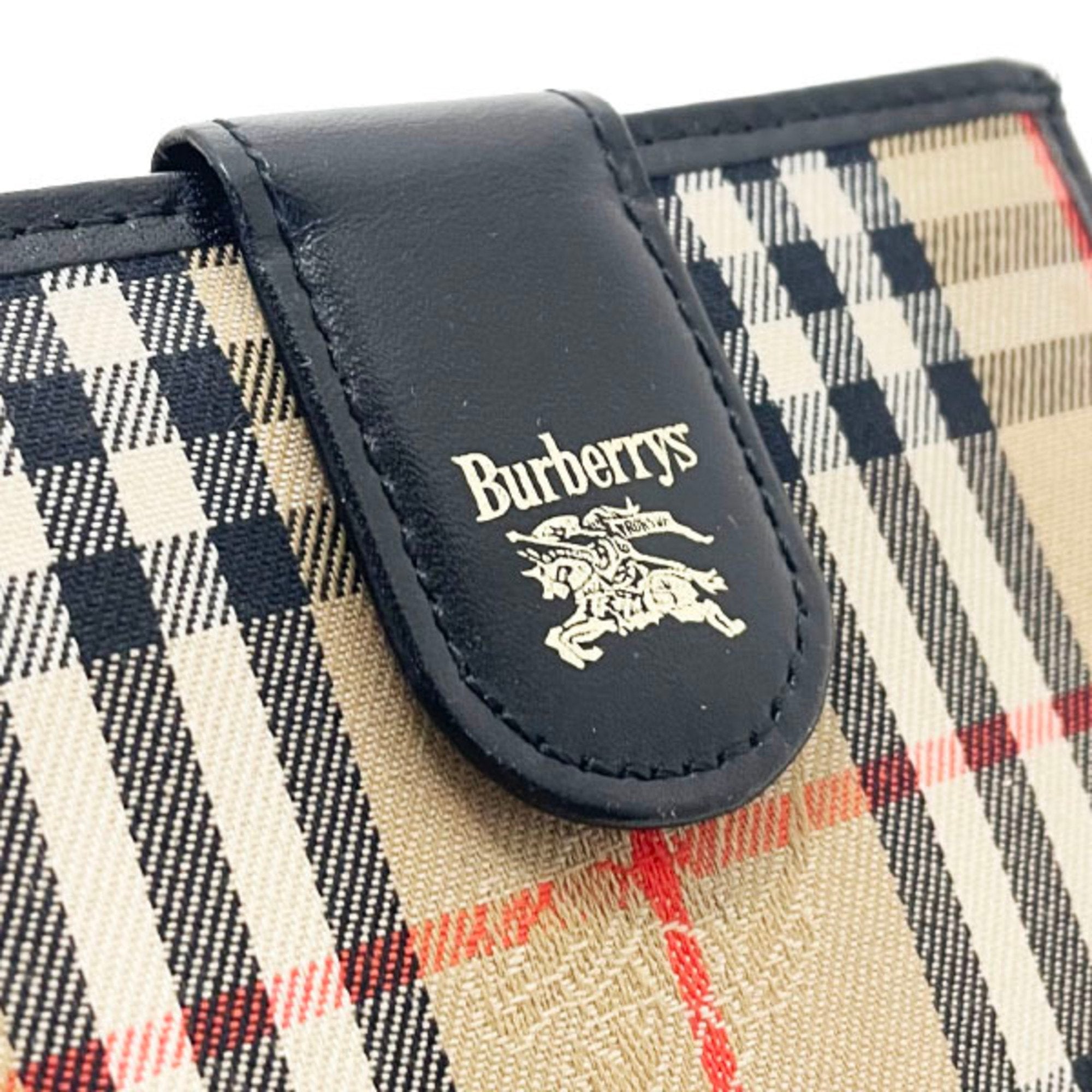 Burberry Beige Black Canvas Leather Wallet (Bi-Fold) (Pre-Owned)