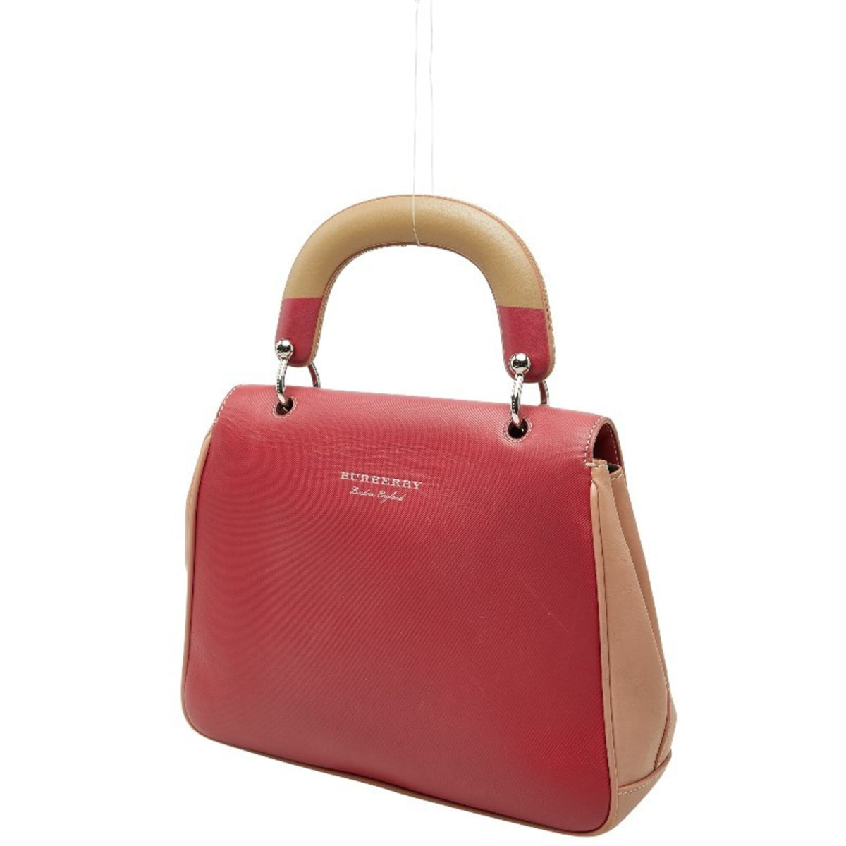 Burberry Pink Red Leather Handbag Shoulder Bag (Pre-Owned)