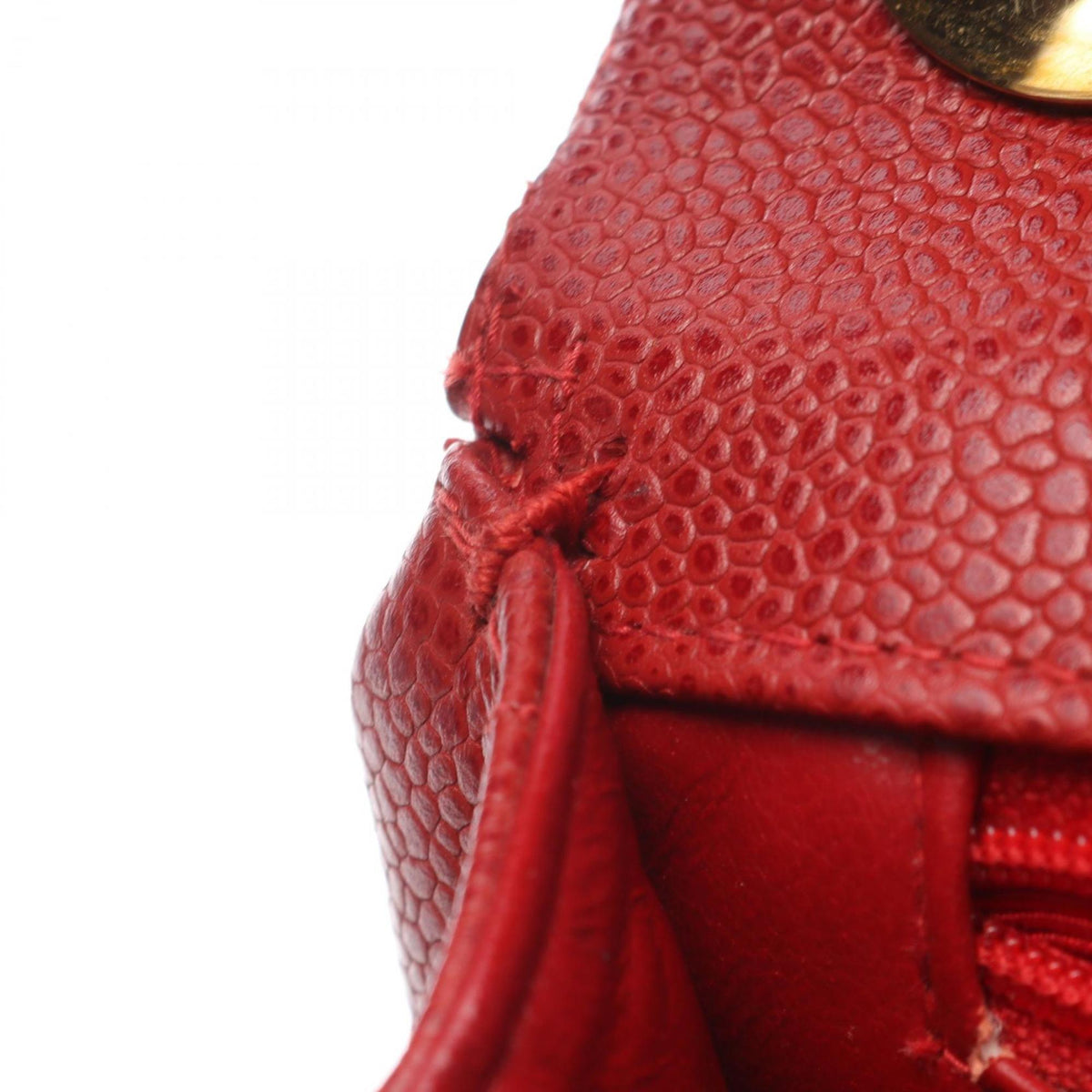 Chanel Red Color Leather Shoulder Bag (Pre-Owned)