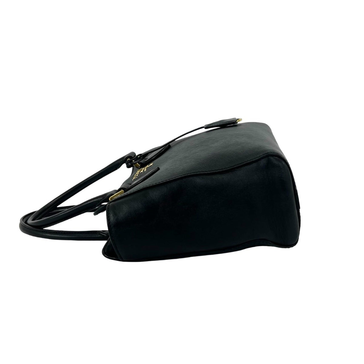 Prada Black Leather Handbag Shoulder Bag Tote Bag (Pre-Owned)