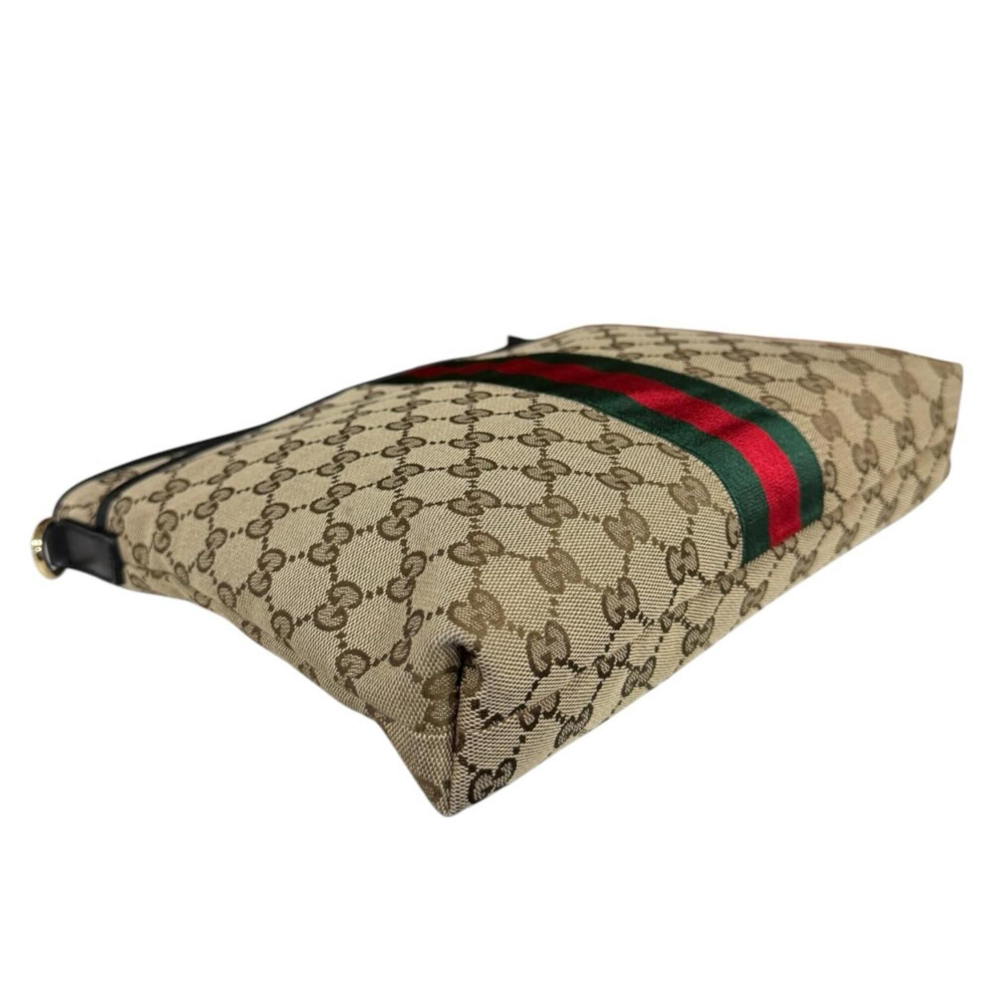 Gucci Black Brown Gg Canvas Leather Shoulder Bag (Pre-Owned)
