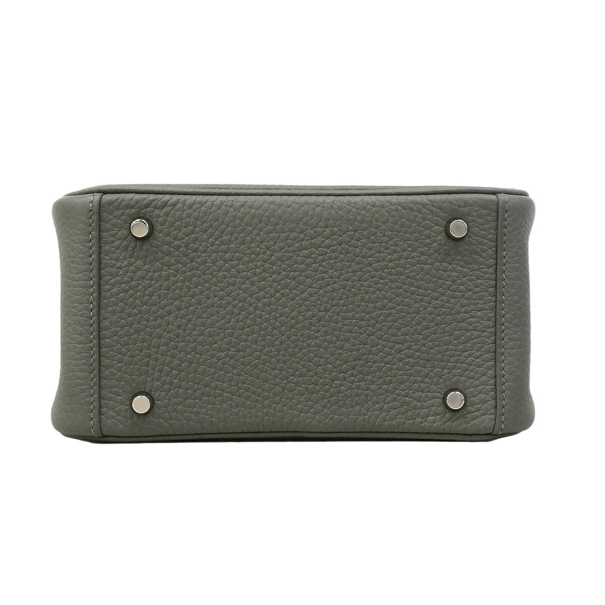 Hermes Ardoise Taurillon Clemence Leather Handbag (Pre-Owned)