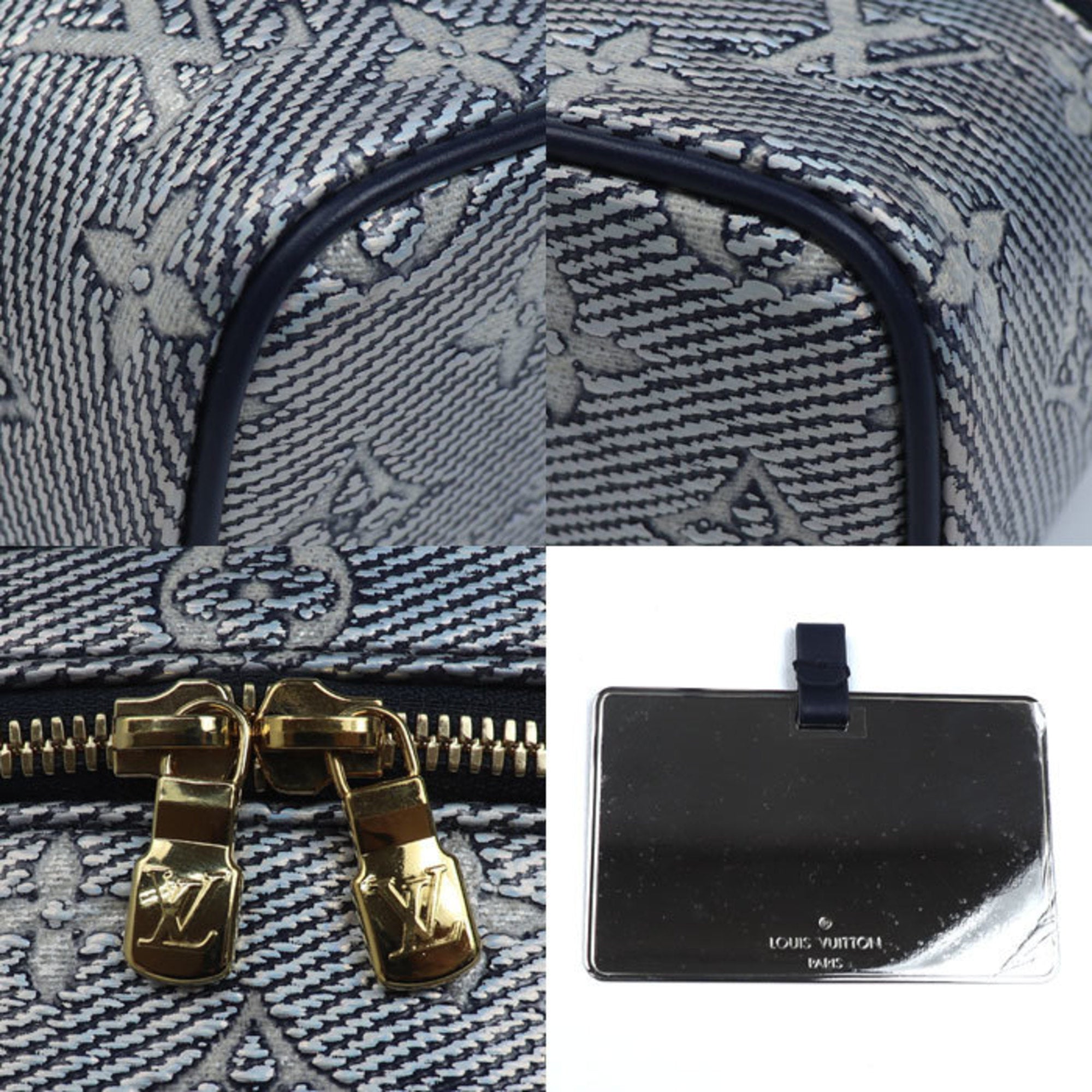Louis Vuitton Navy Jacquard Denim Shoulder Bag Vanity Bag (Pre-Owned)