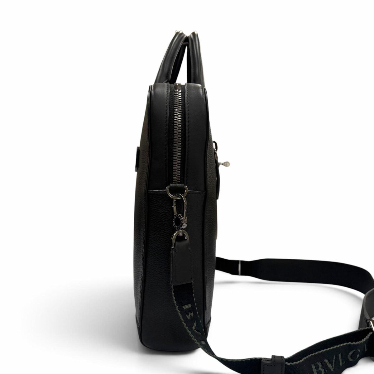 Bvlgari Black Leather Nylon Briefcase (Pre-Owned)