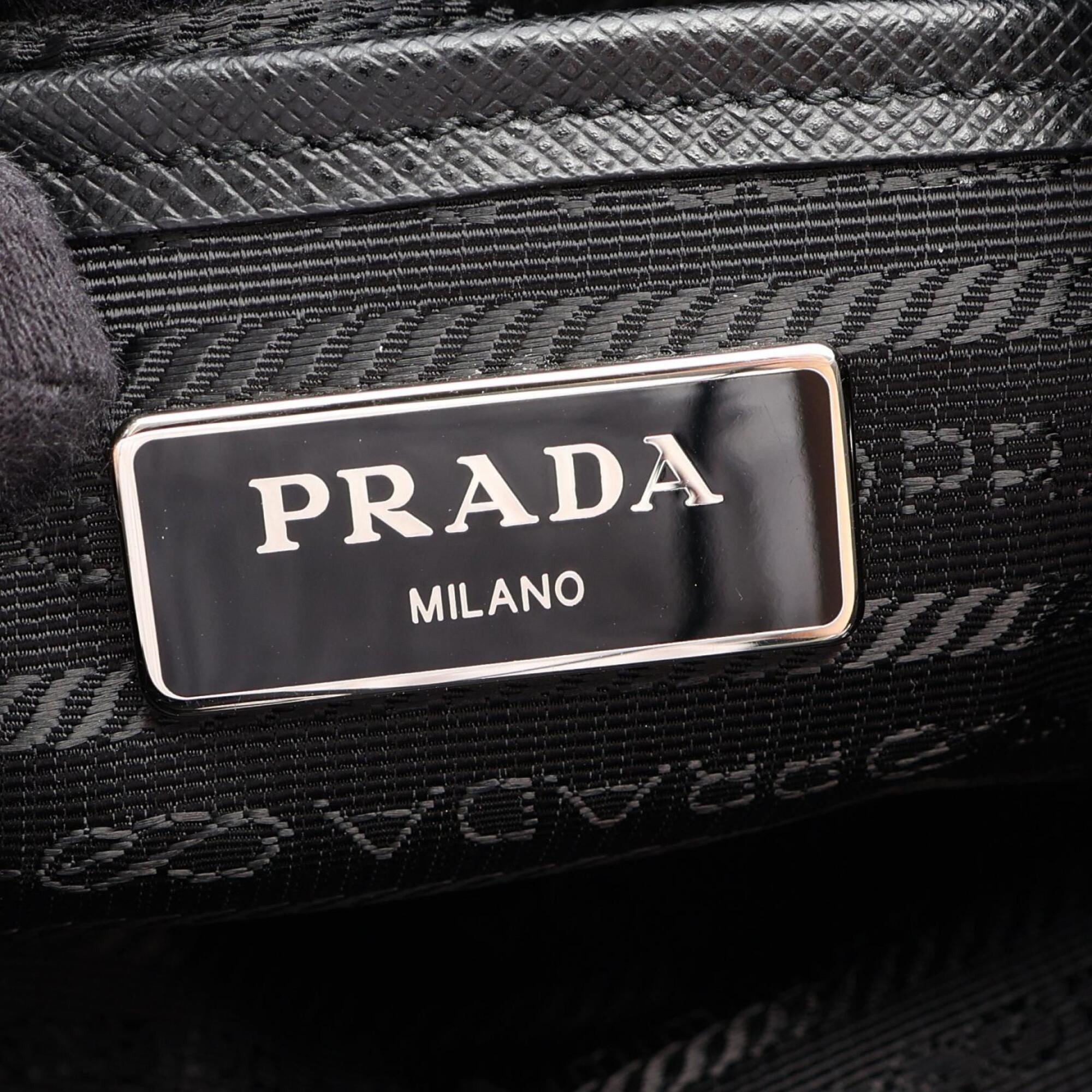 Prada Black Nylon Leather Backpack Handbag (Pre-Owned)