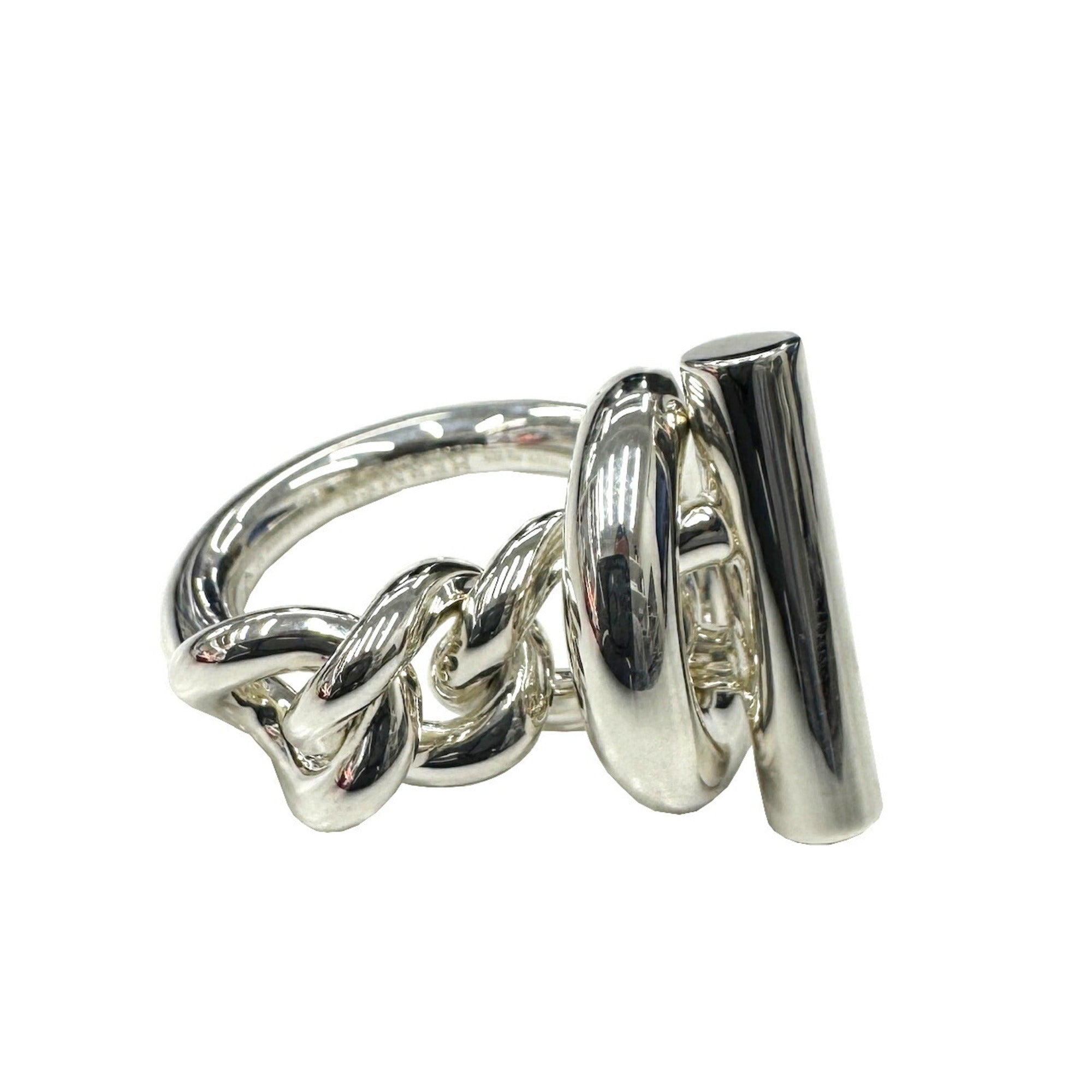 Hermes Silver Silver 925 Band Ring (Pre-Owned)