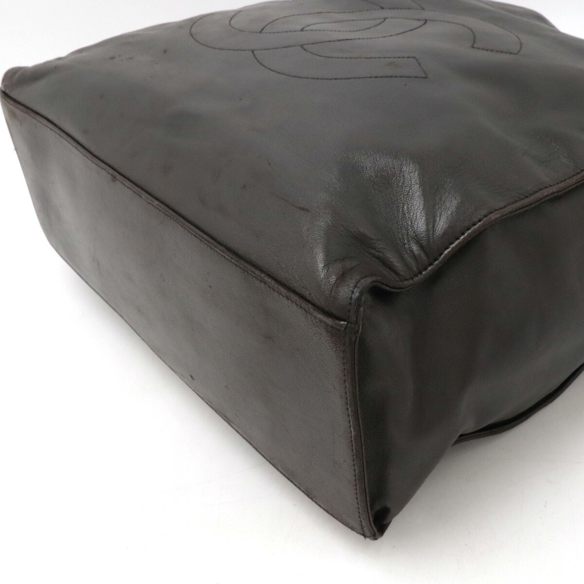 Chanel Black Leather Shoulder Bag Tote Bag (Pre-Owned)
