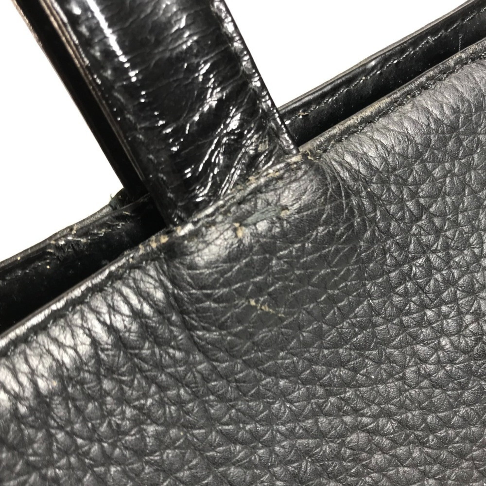 Versace Black Leather Shoulder Bag Tote Bag (Pre-Owned)