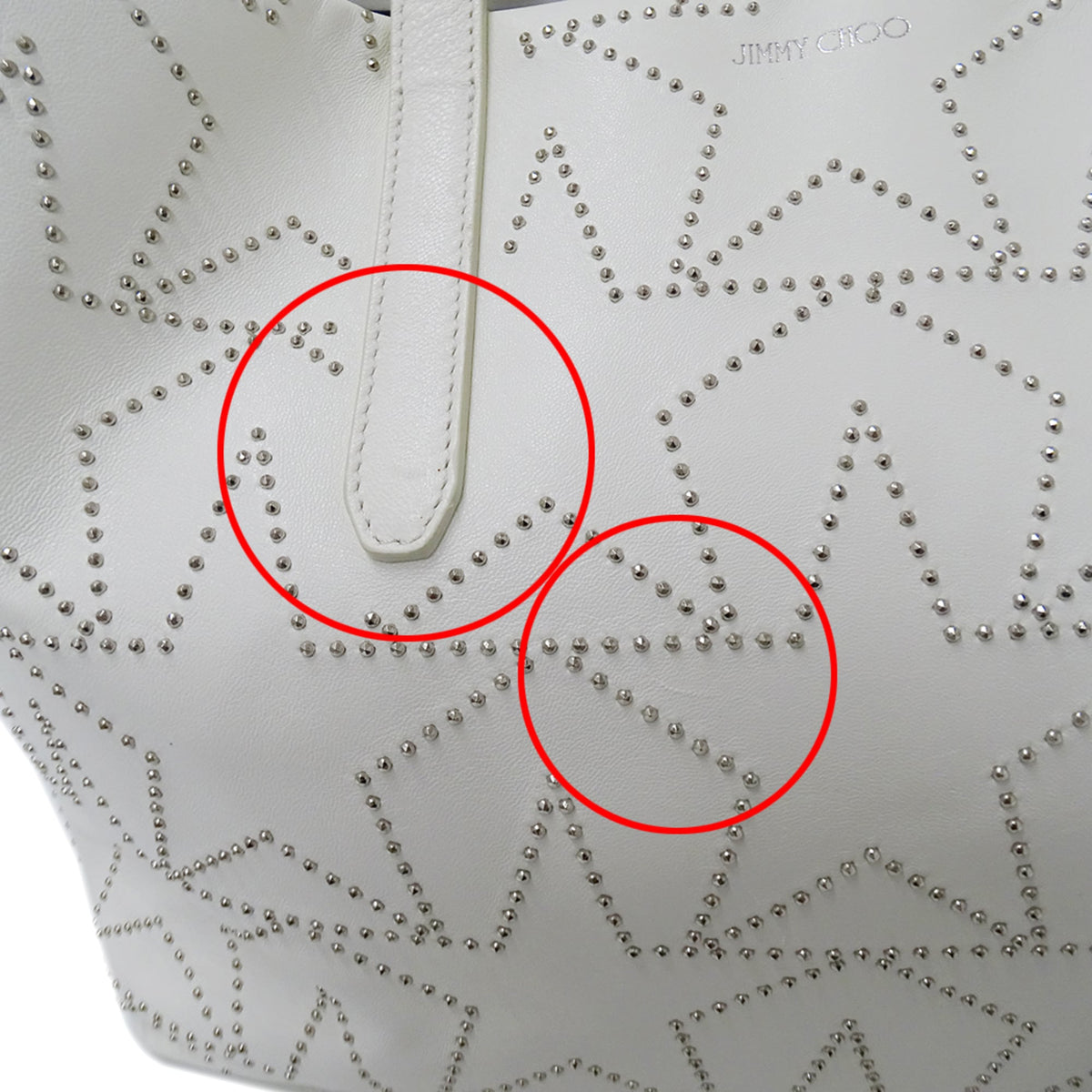 Jimmy Choo White Leather Handbag Tote Bag (Pre-Owned)