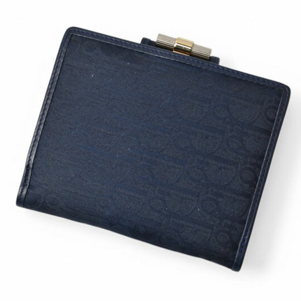 Christian Dior Navy Leather Canvas Wallet (Bi-Fold) (Pre-Owned)