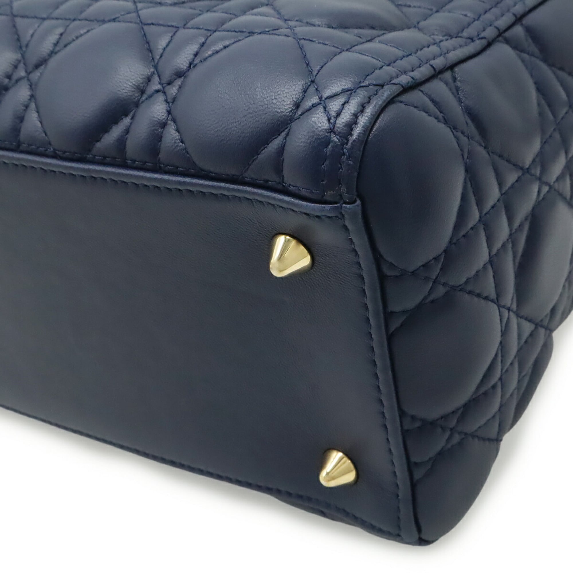 Christian Dior Navy Leather Handbag Shoulder Bag (Pre-Owned)