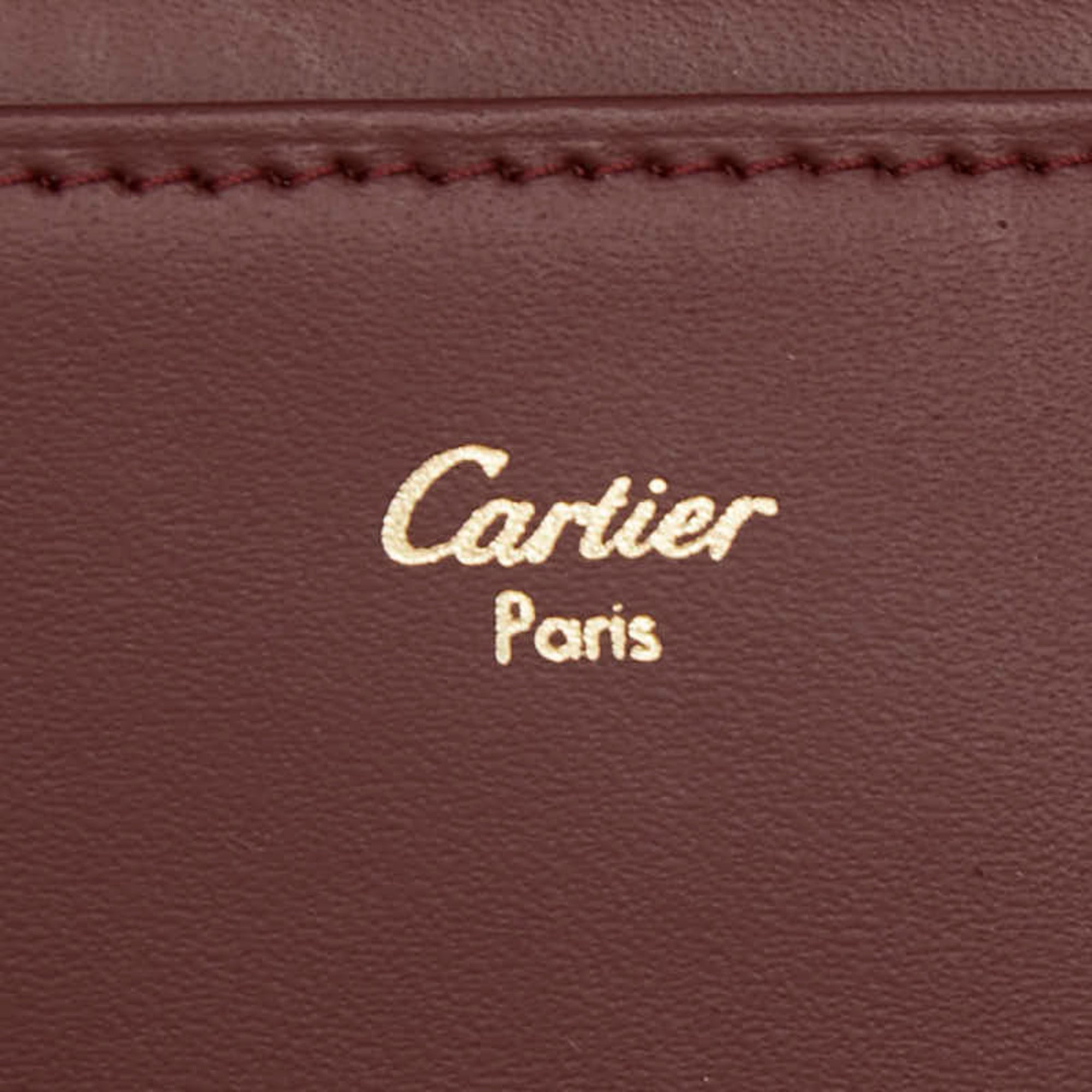 Cartier Must Bordeaux Wine Red Leather Long Wallet (Bi-Fold) (Pre-Owned)