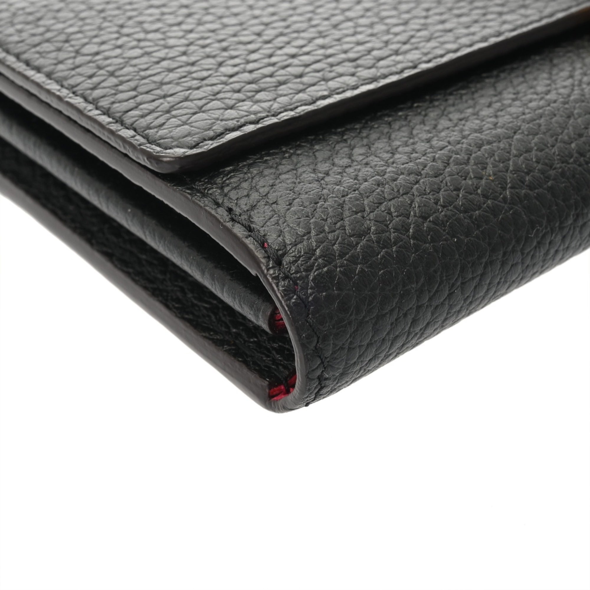 Louis Vuitton Noir Leather Long Wallet (Bi-Fold) (Pre-Owned)