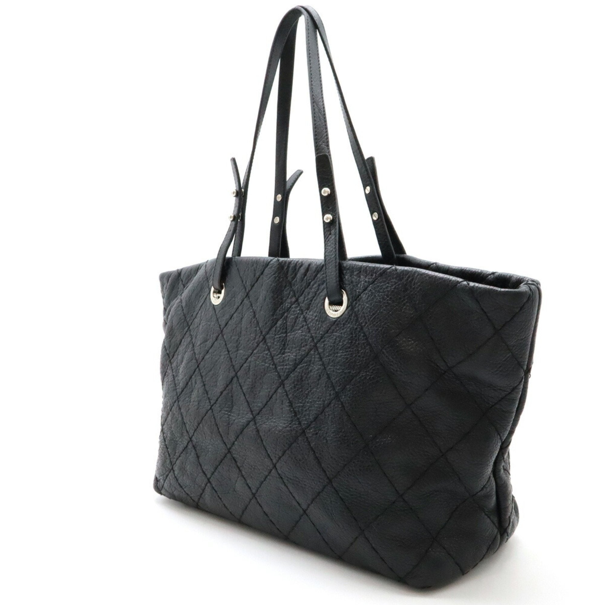 Chanel Black Leather Shoulder Bag Tote Bag (Pre-Owned)