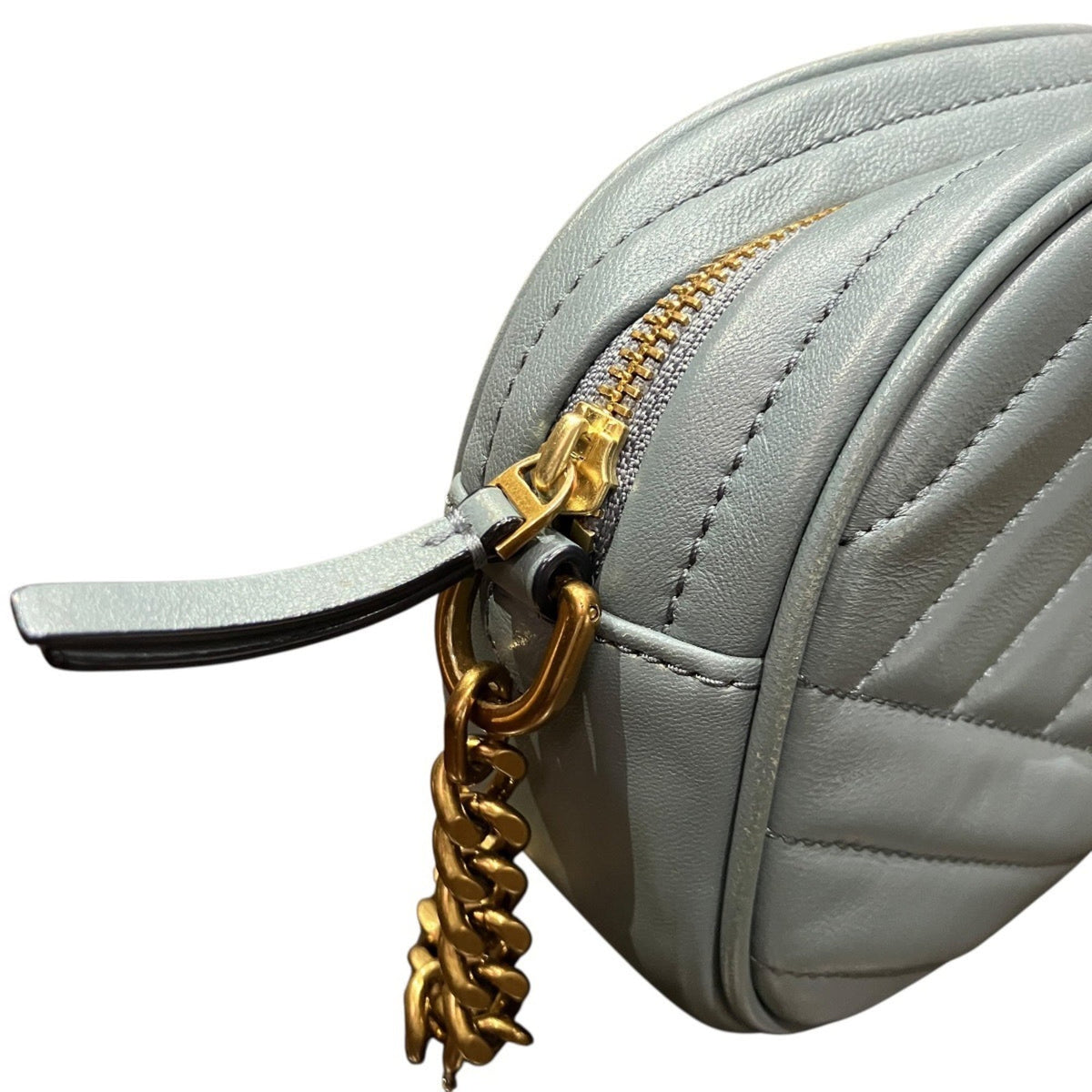 Tory Burch Gray Leather Shoulder Bag (Pre-Owned)