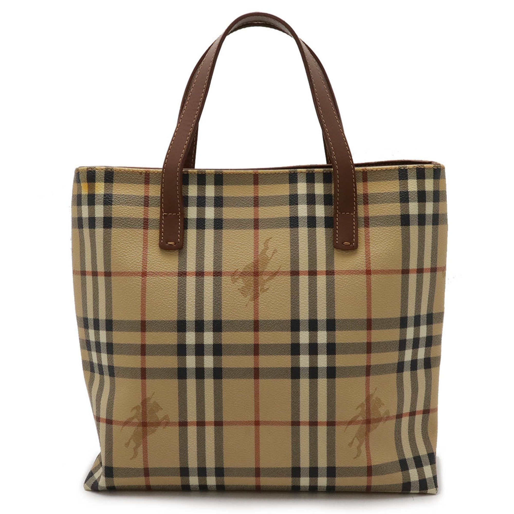 Burberry Beige Black Bordeaux Pvc Leather Handbag Tote Bag (Pre-Owned)