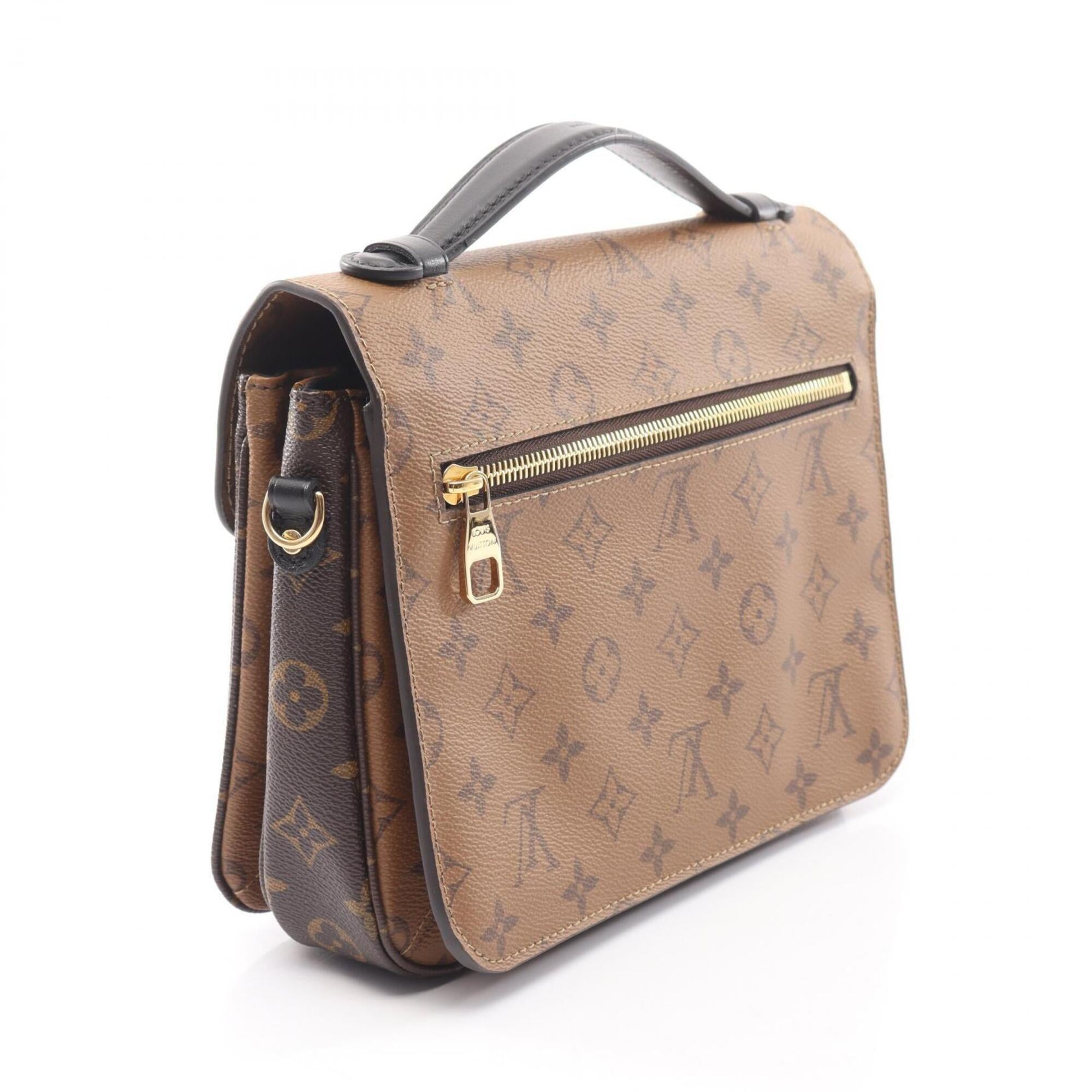 Louis Vuitton Black Brown Monogram Reverse Coated Canvas Leather Handbag (Pre-Owned)